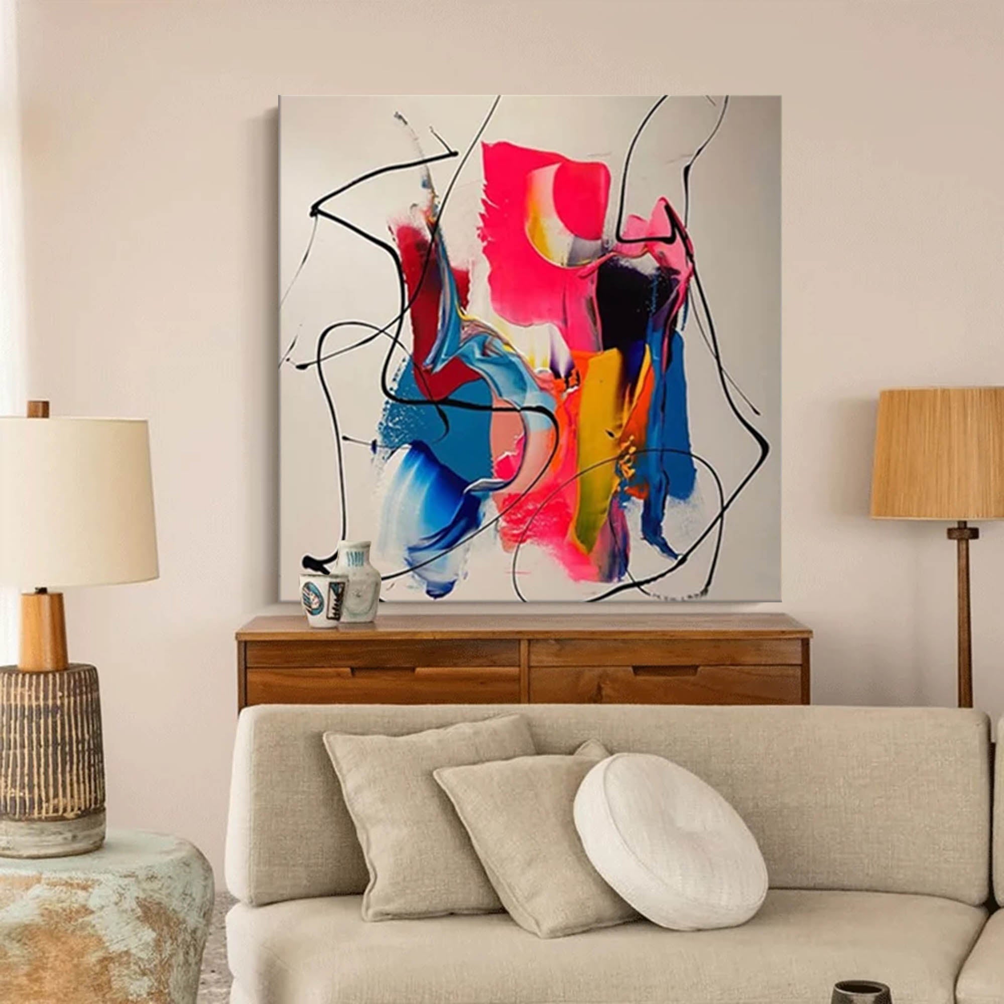 Wall Art Abstract Maximalist Soft Color Impasto