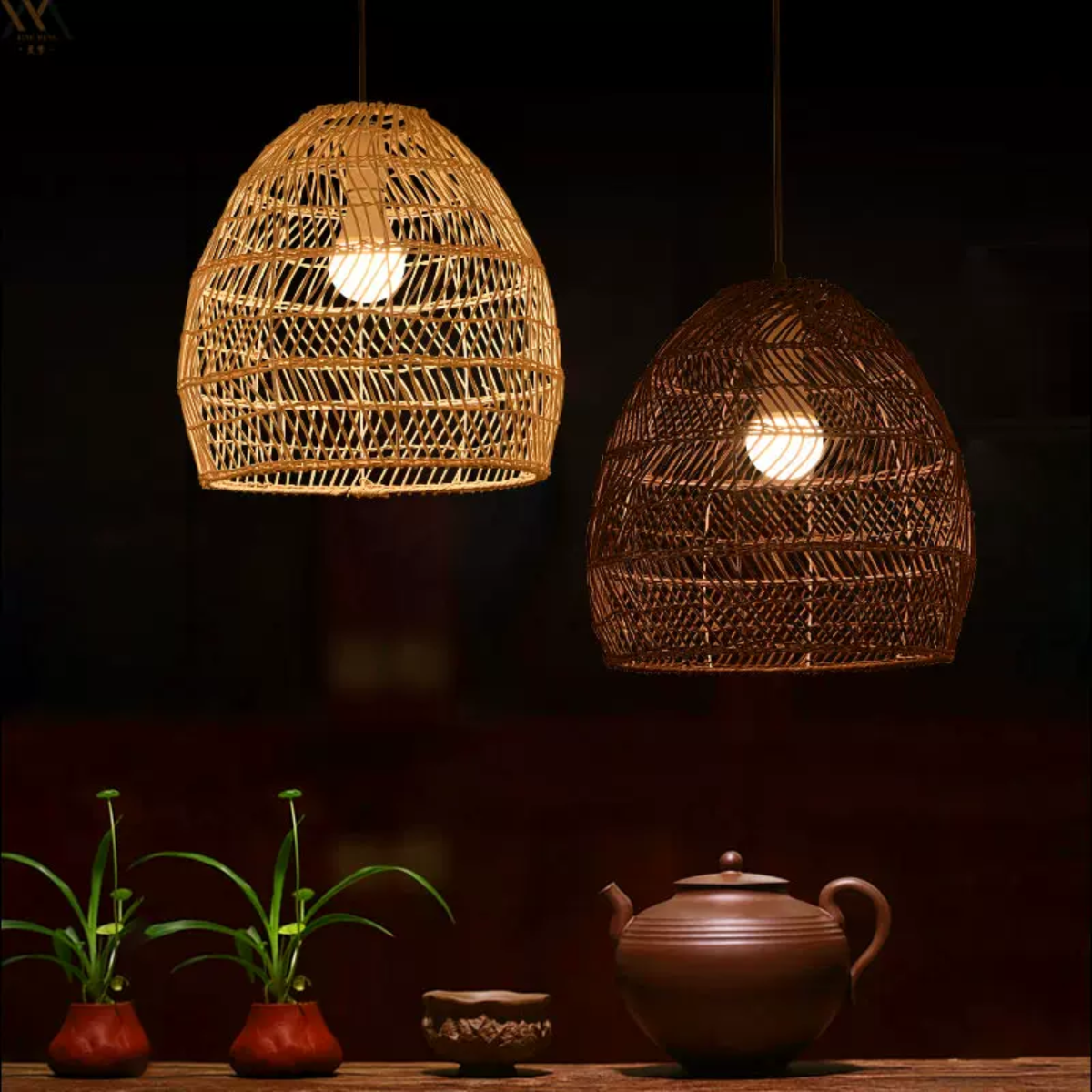 Muto Design Retro LED Pendant Light Black/Wood Wood Bedroom/Living Room/Study Room/Hall - Neutralighting