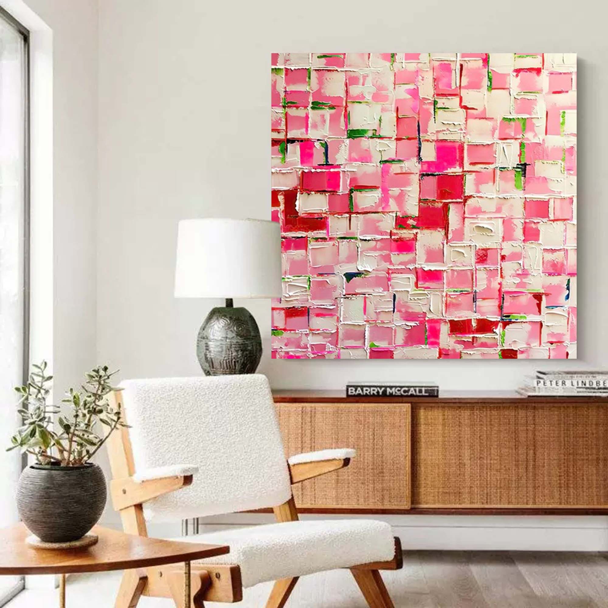 Pink Mosaic Abstract Wall Art