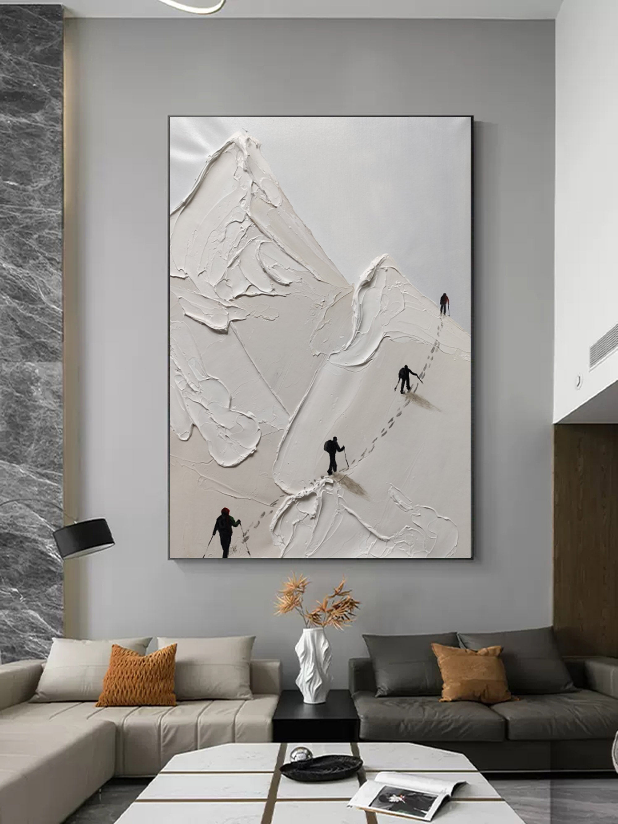 Skier Plaster Art Texture Painting - Letslighting