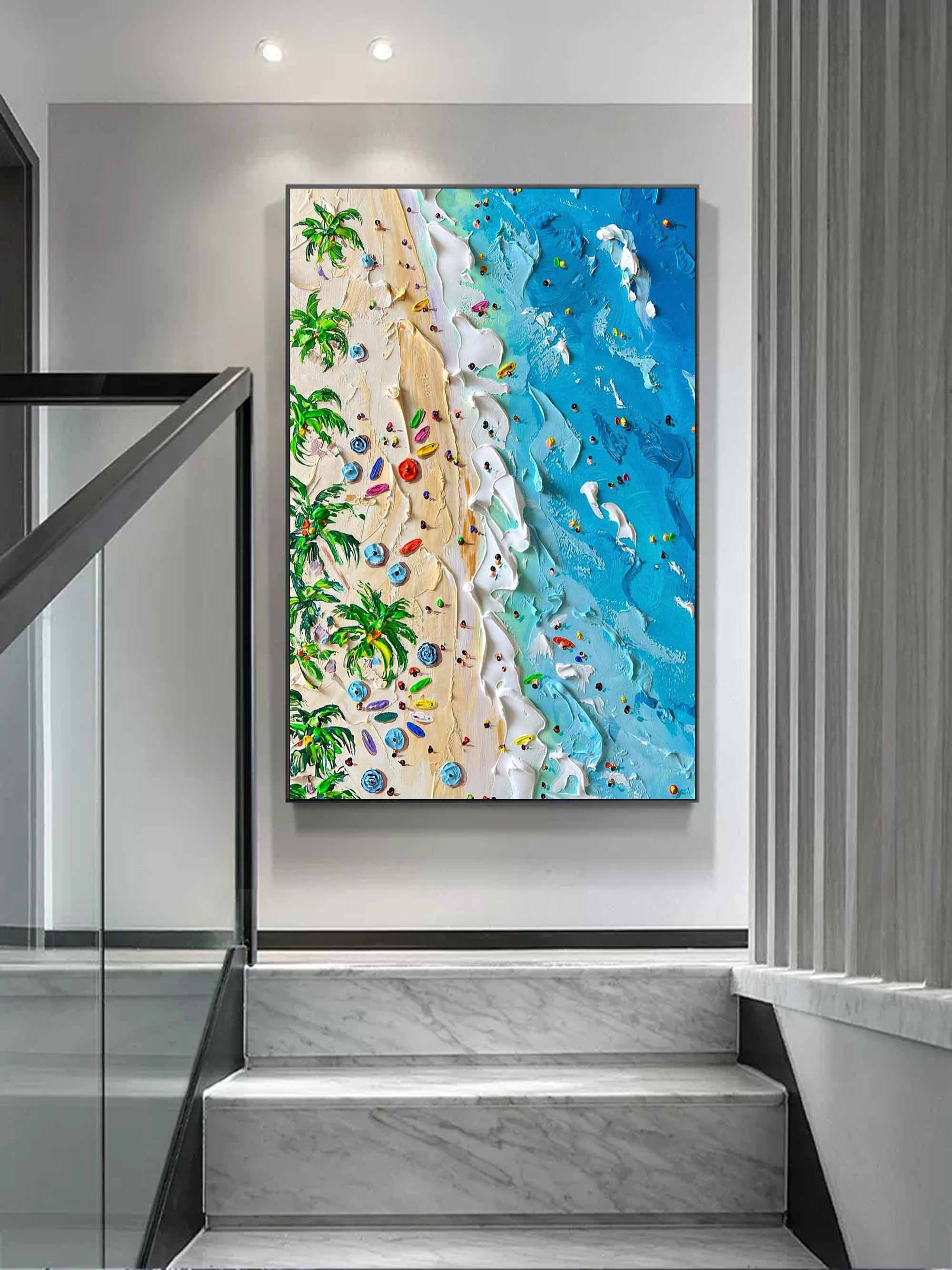 Wall Art Aerial View Beach Scene Lively