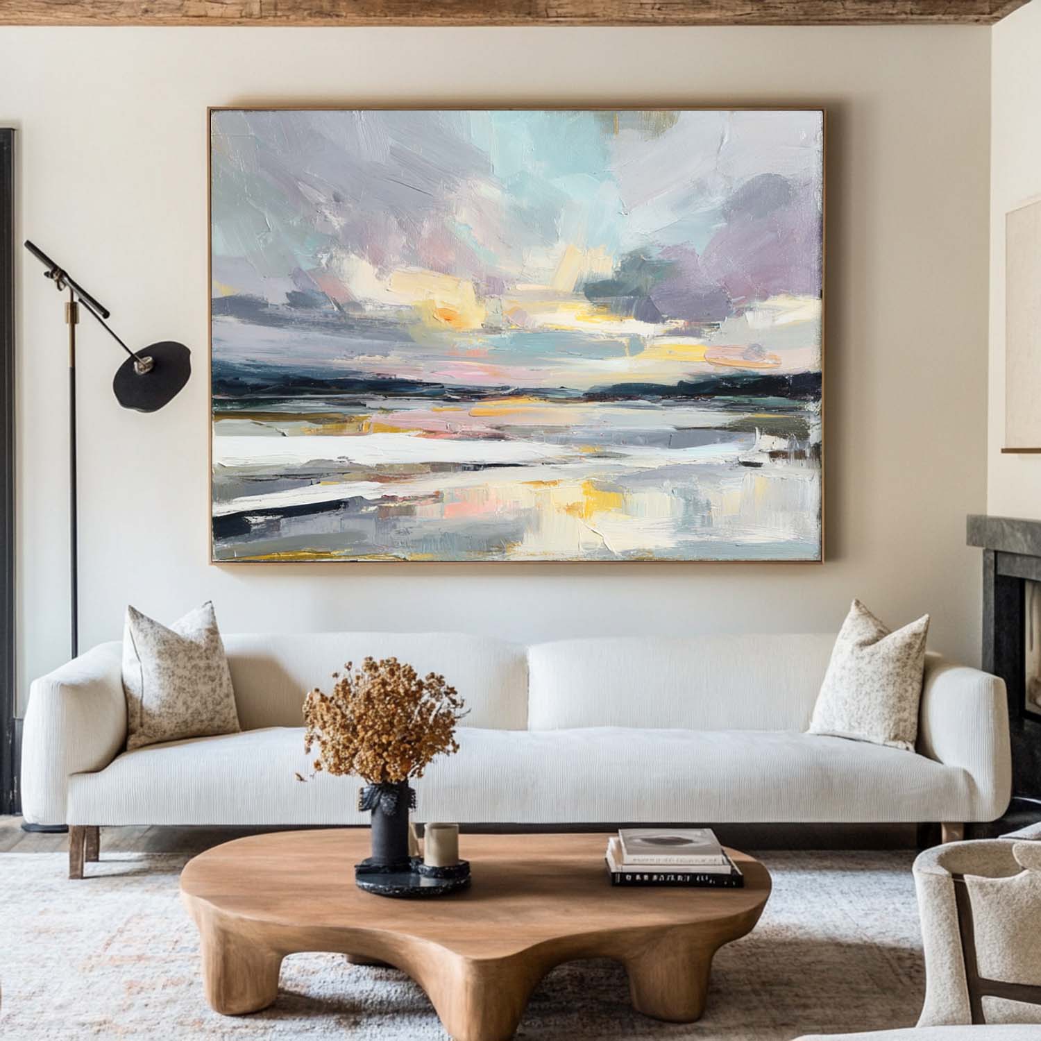 Dramatic Coastal Sunset Oil Painting Impressionist