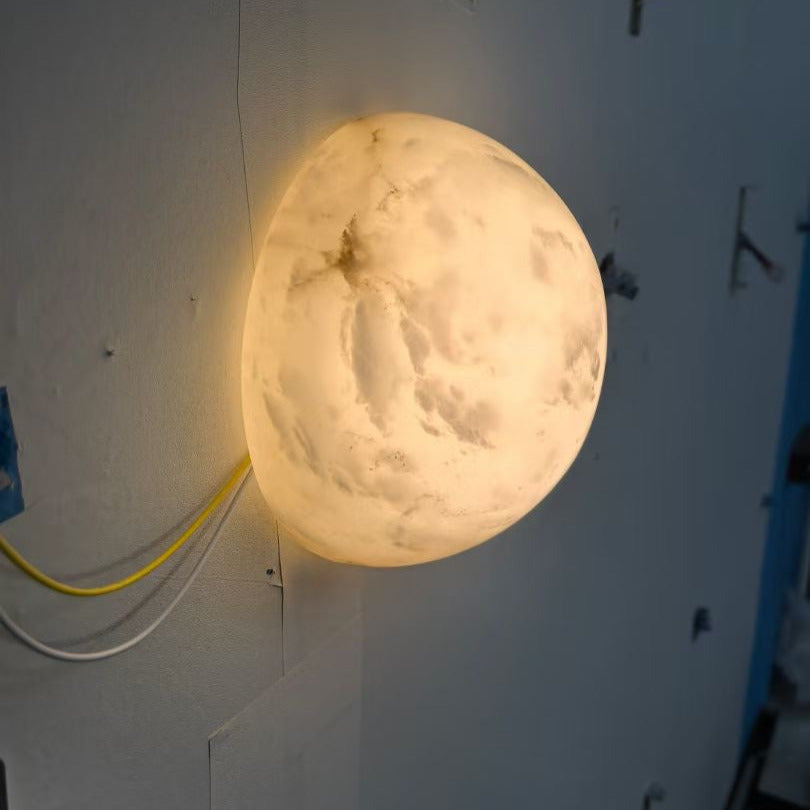 Grex Minimalist Round Alabaster Wall Lamp - Neutralighting