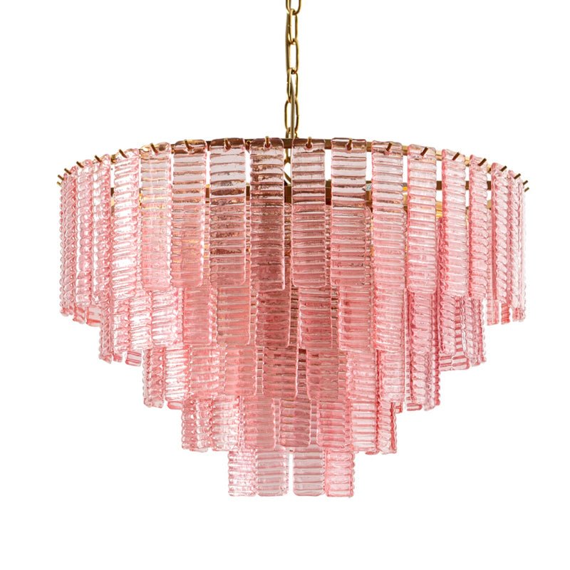 Aurora Chandelier Pink Murano Glass Layered Vintage Luxury