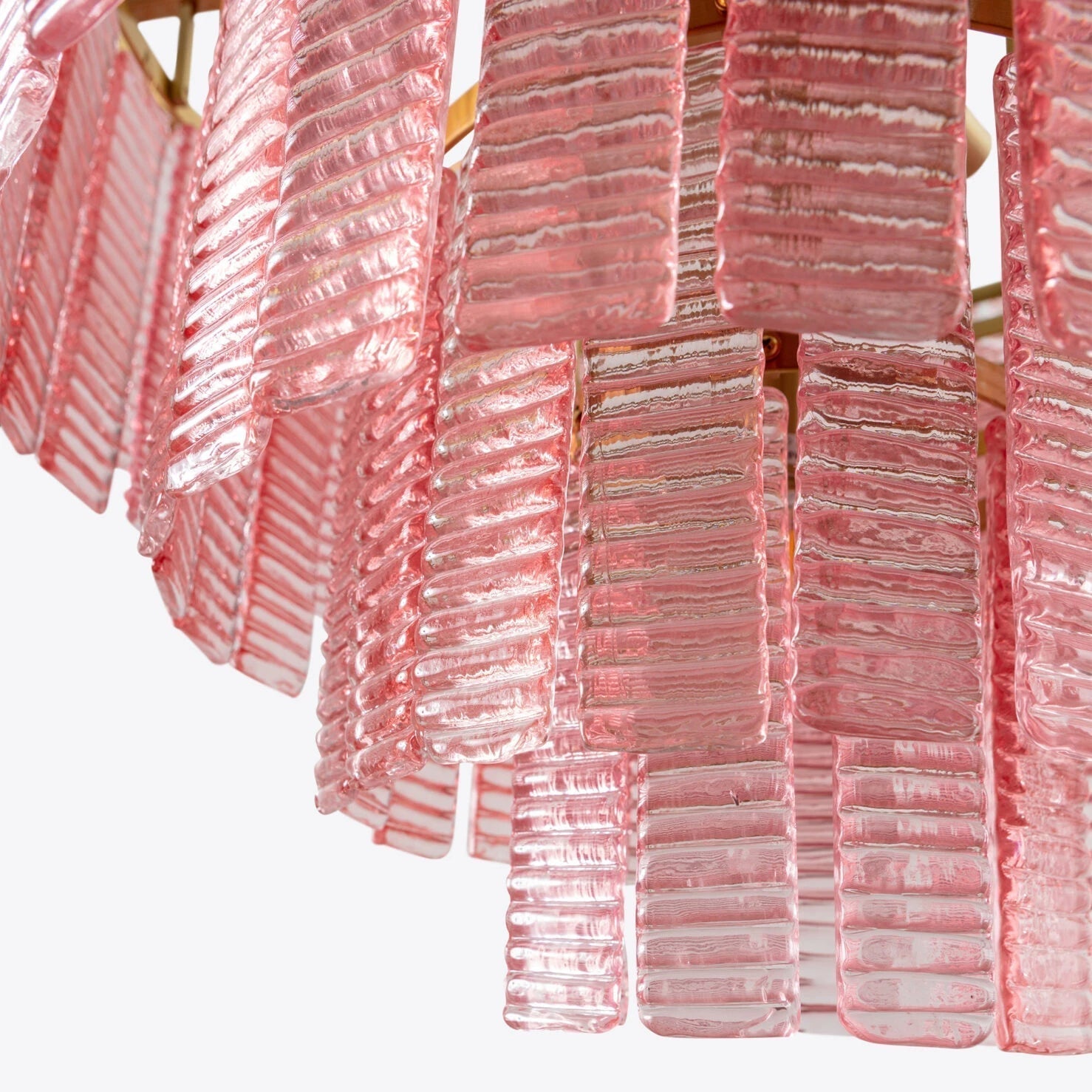 Aurora Chandelier Pink Murano Glass Layered Vintage Luxury