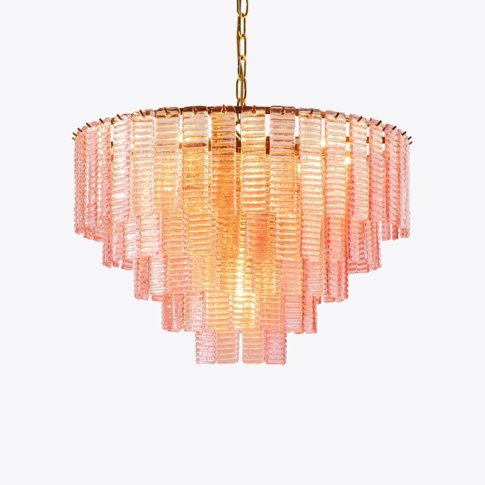Aurora Chandelier Pink Murano Glass Layered Vintage Luxury
