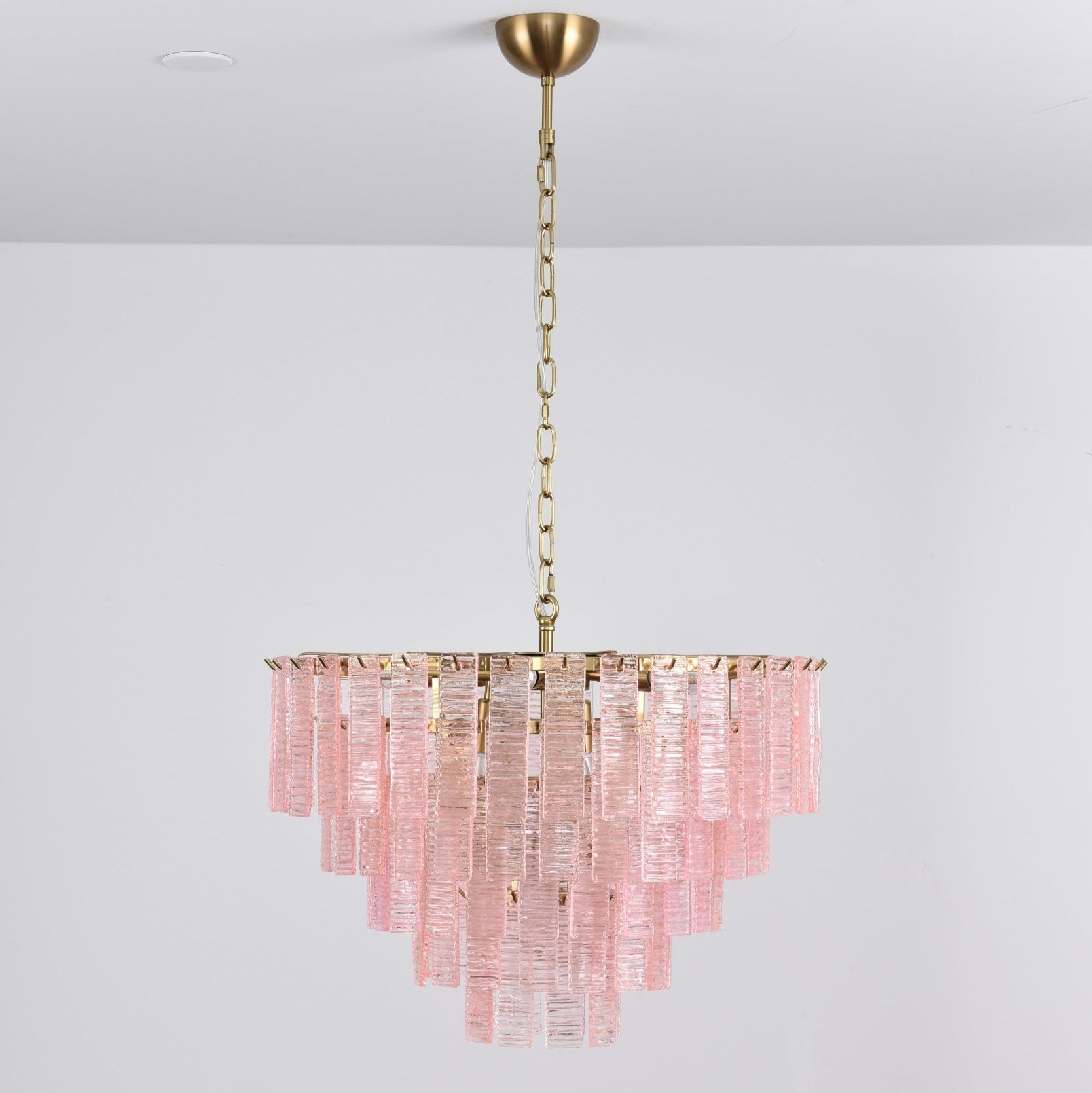 Aurora Chandelier Pink Murano Glass Layered Vintage Luxury