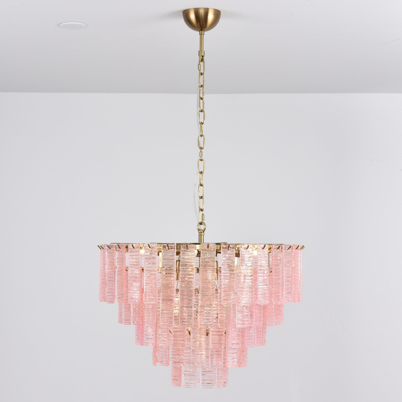 Aurora Chandelier Pink Murano Glass Layered Vintage Luxury