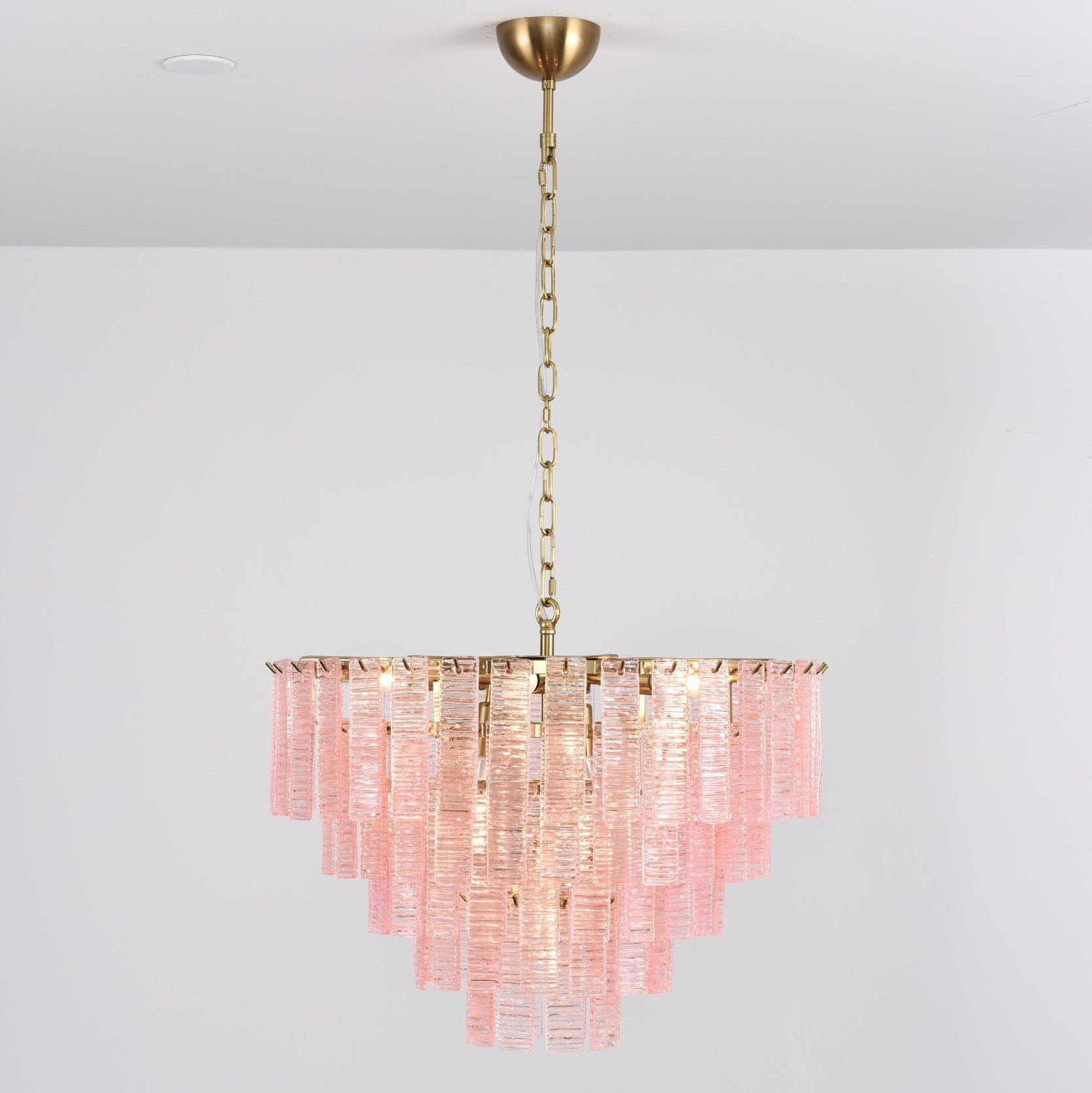 Aurora Chandelier Pink Murano Glass Layered Vintage Luxury