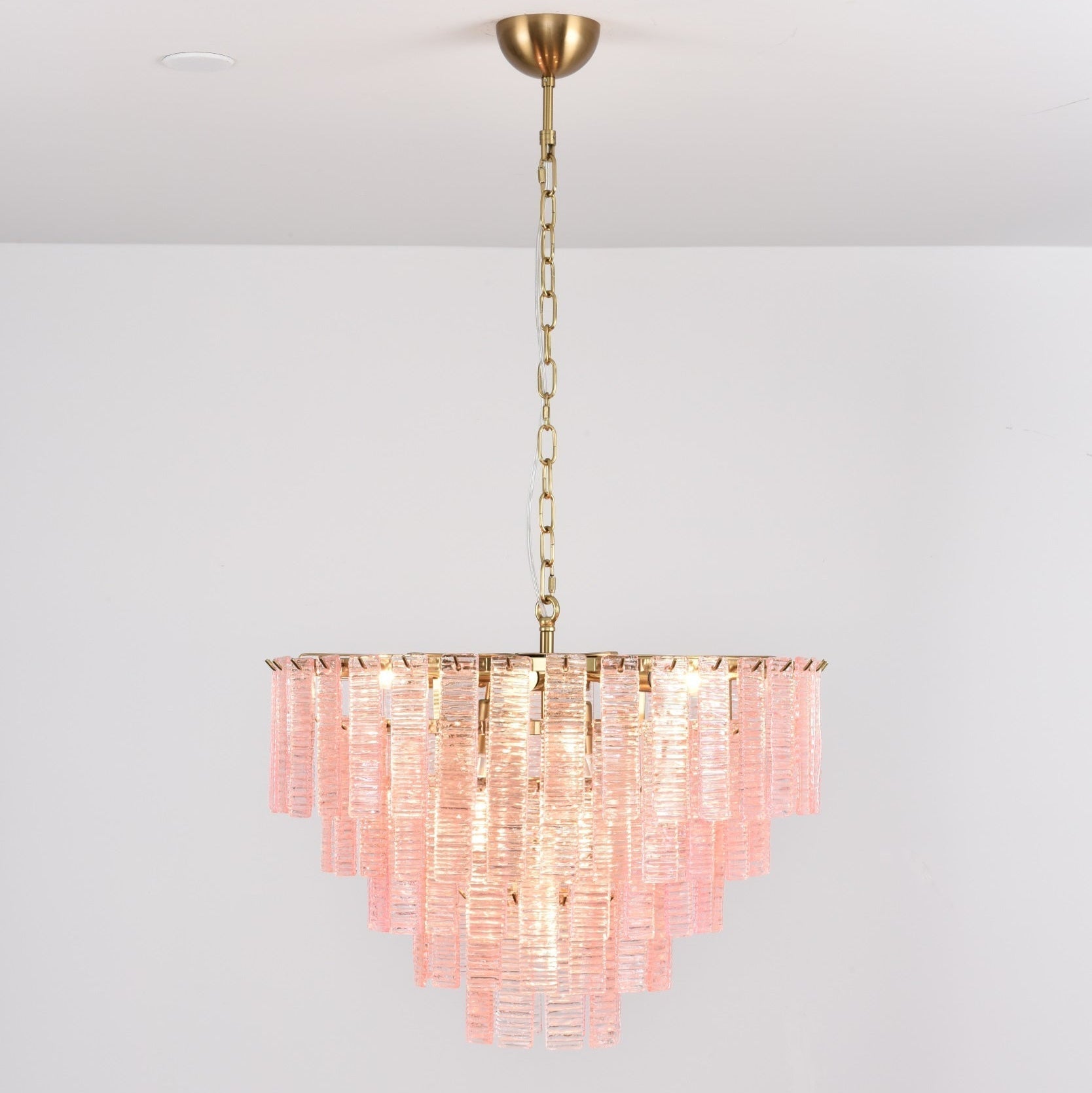Aurora Chandelier Pink Murano Glass Layered Vintage Luxury