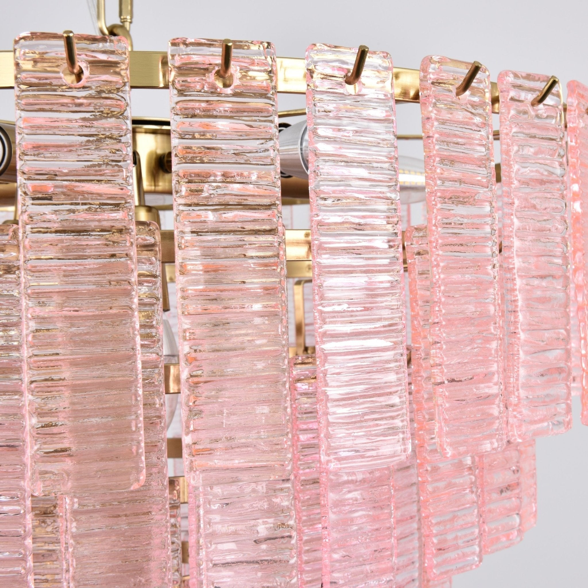 Aurora Chandelier Pink Murano Glass Layered Vintage Luxury