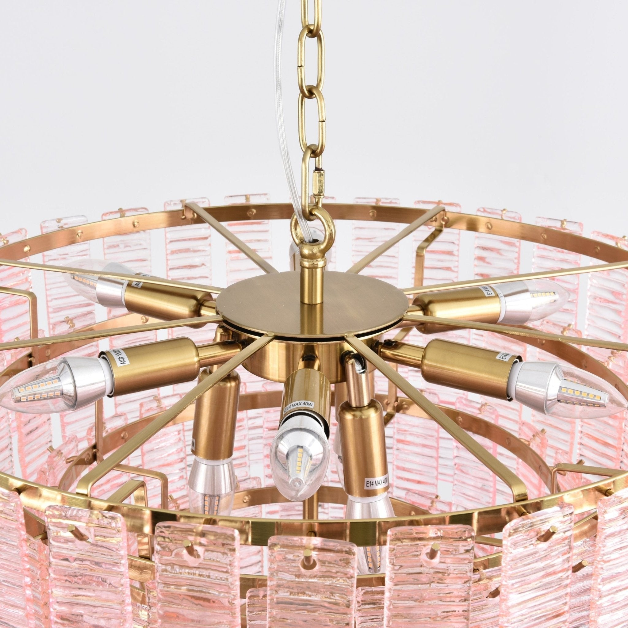 Aurora Chandelier Pink Murano Glass Layered Vintage Luxury