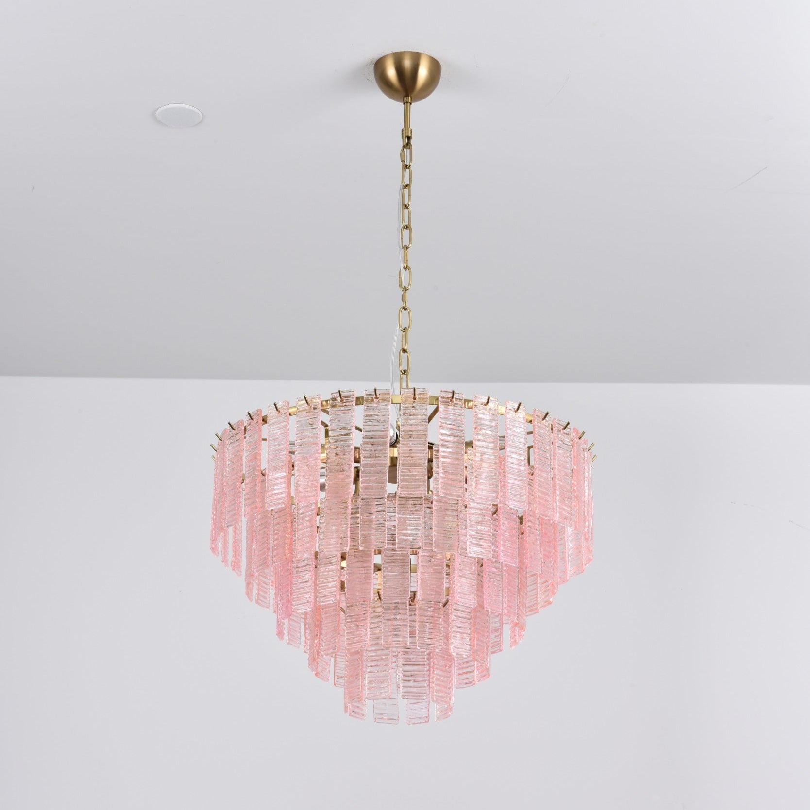 Aurora Chandelier Pink Murano Glass Layered Vintage Luxury