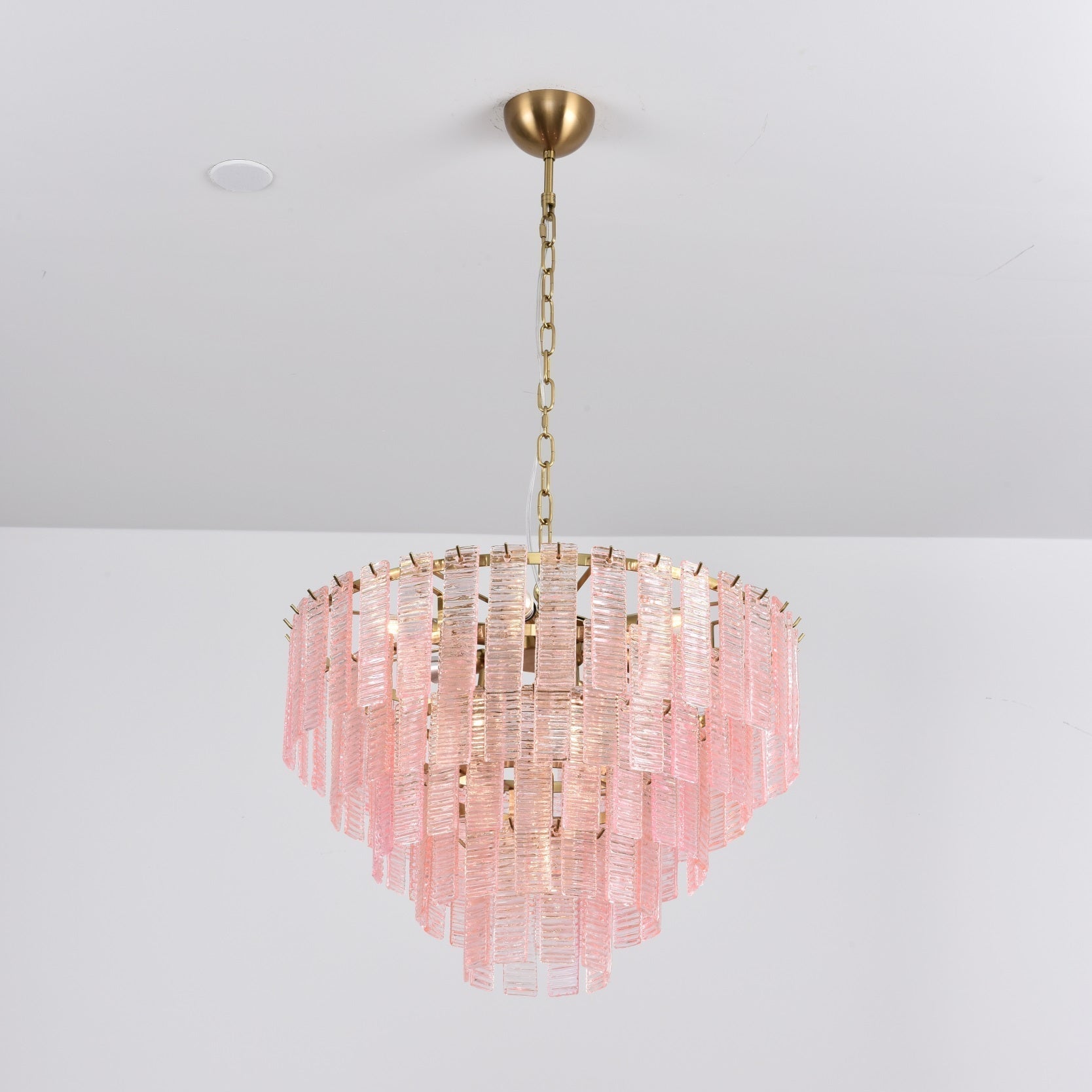 Aurora Chandelier Pink Murano Glass Layered Vintage Luxury
