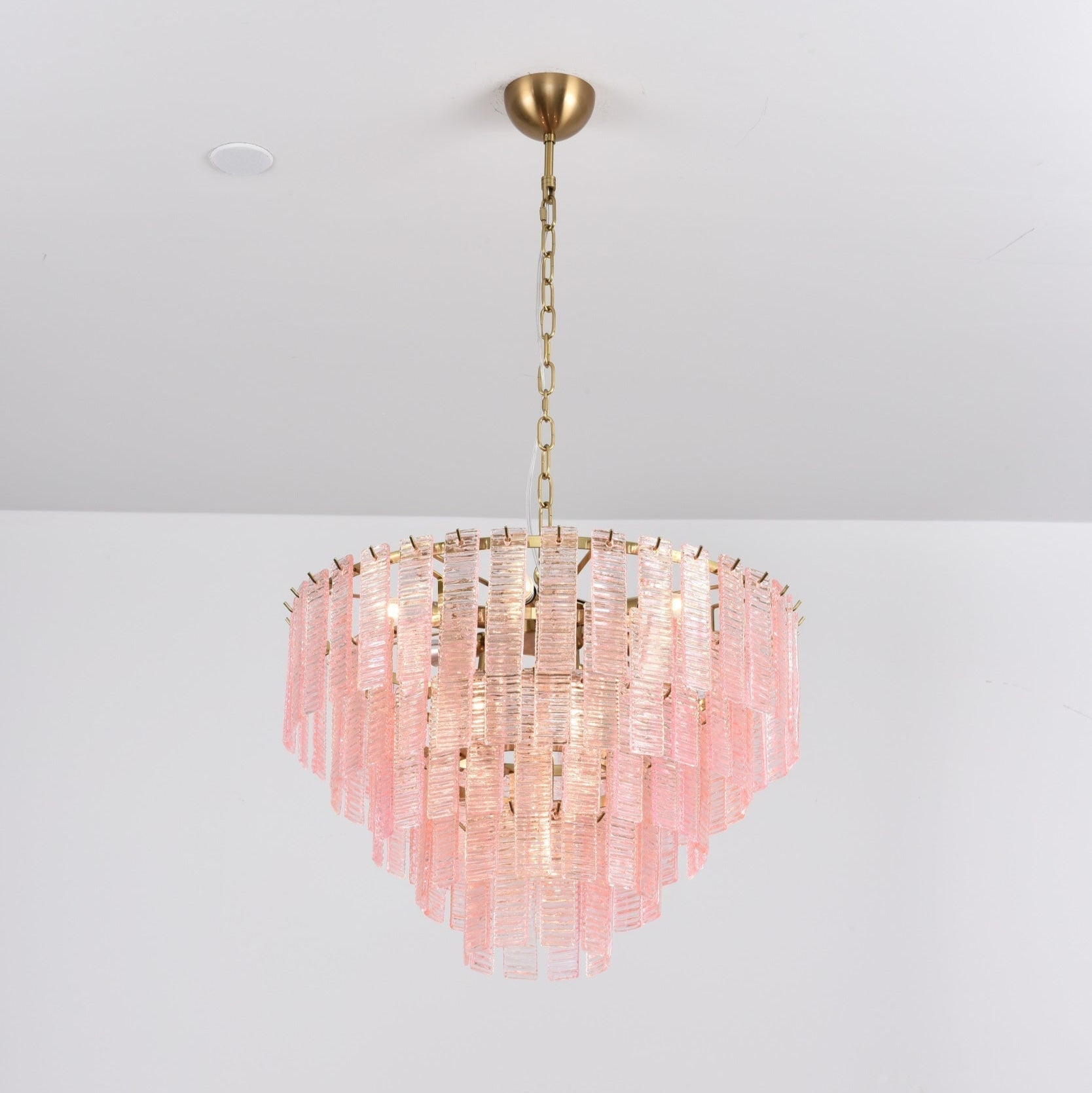 Aurora Chandelier Pink Murano Glass Layered Vintage Luxury