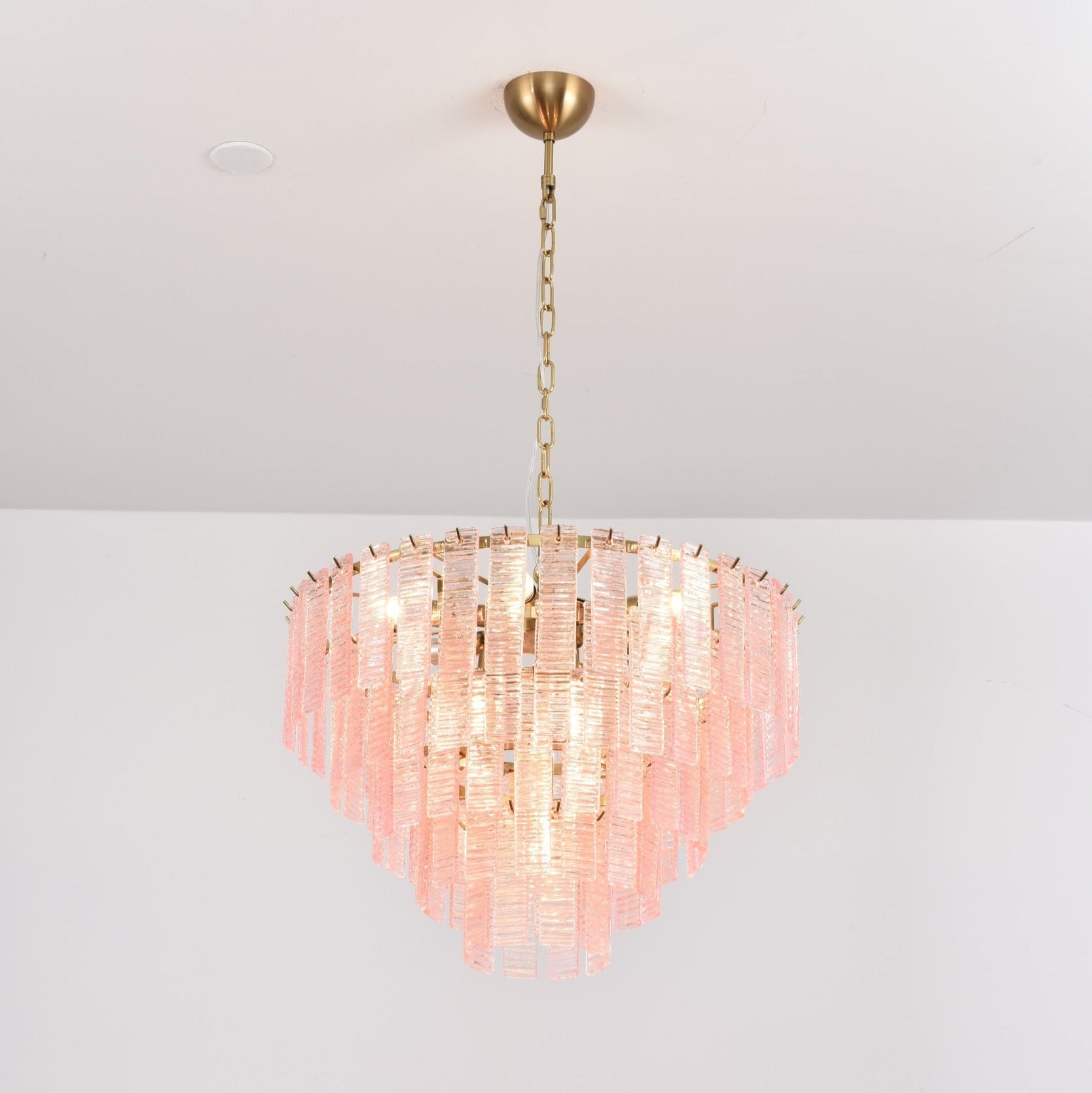 Aurora Chandelier Pink Murano Glass Layered Vintage Luxury