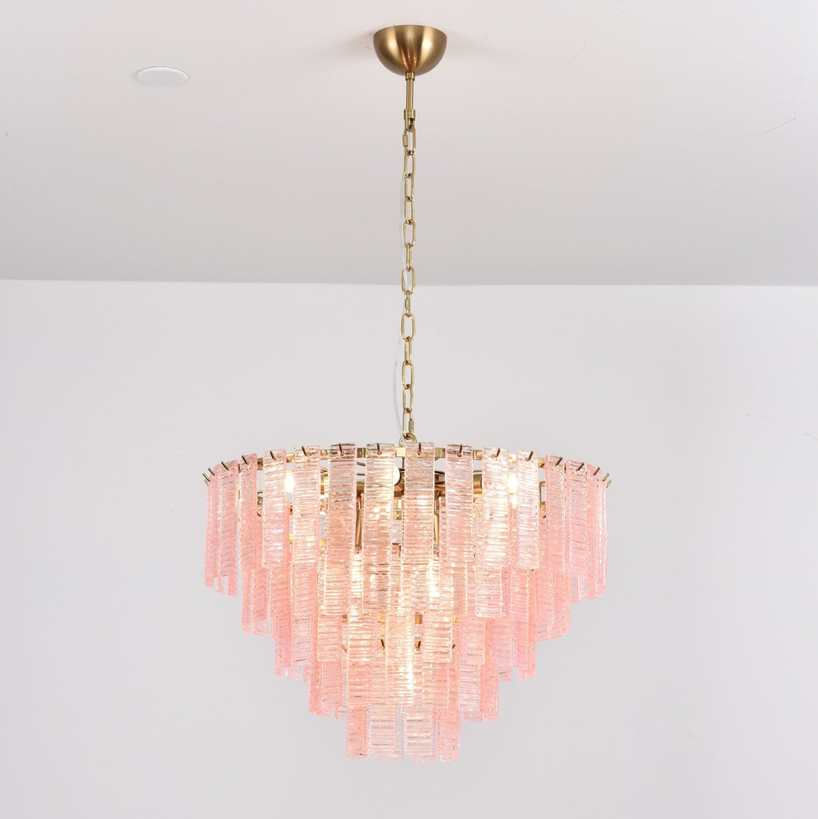 Aurora Chandelier Pink Murano Glass Layered Vintage Luxury