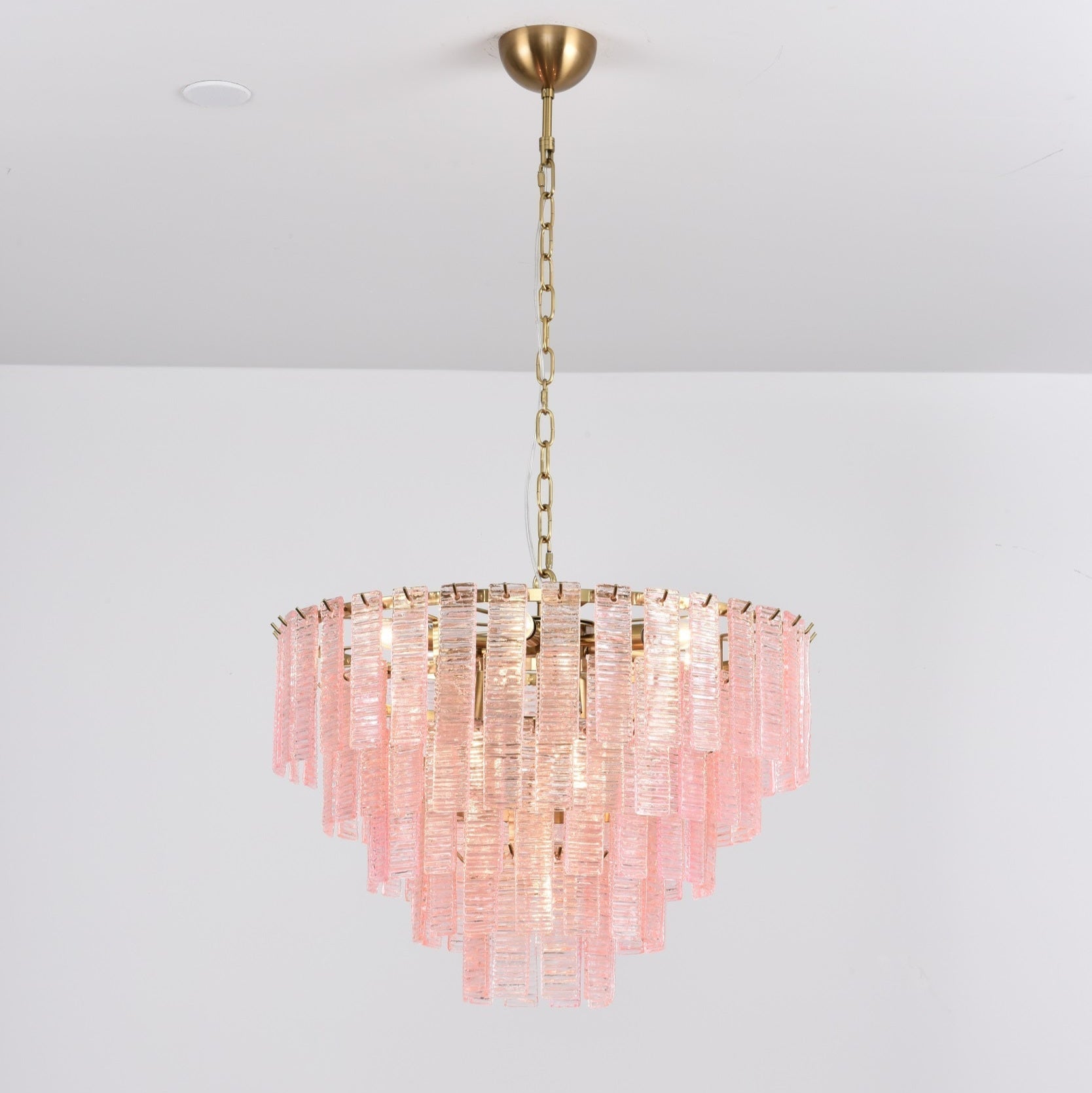 Aurora Chandelier Pink Murano Glass Layered Vintage Luxury