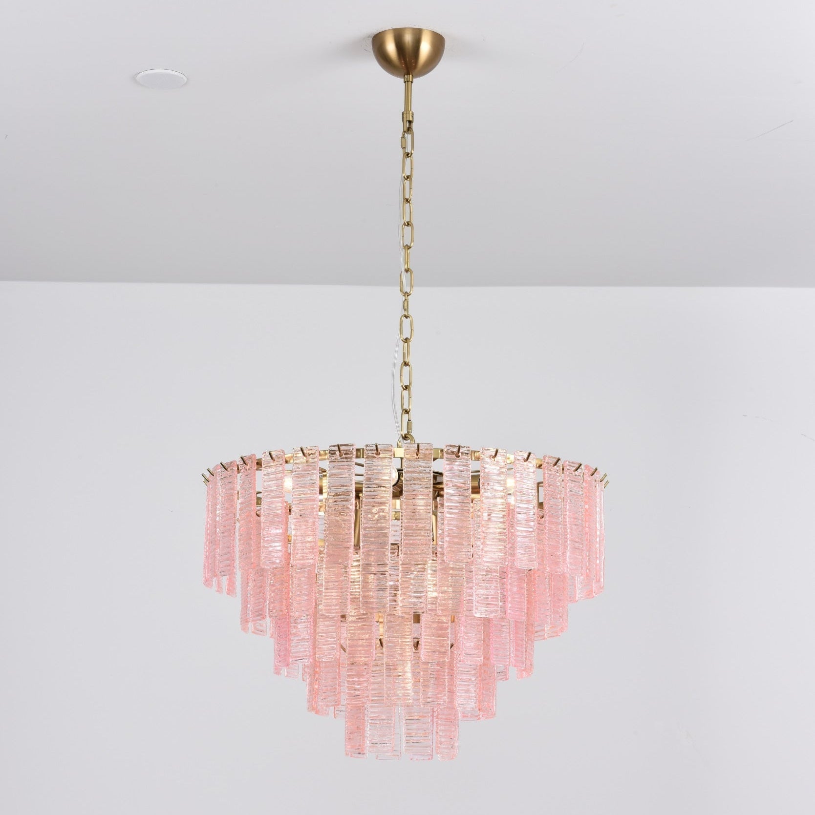 Aurora Chandelier Pink Murano Glass Layered Vintage Luxury
