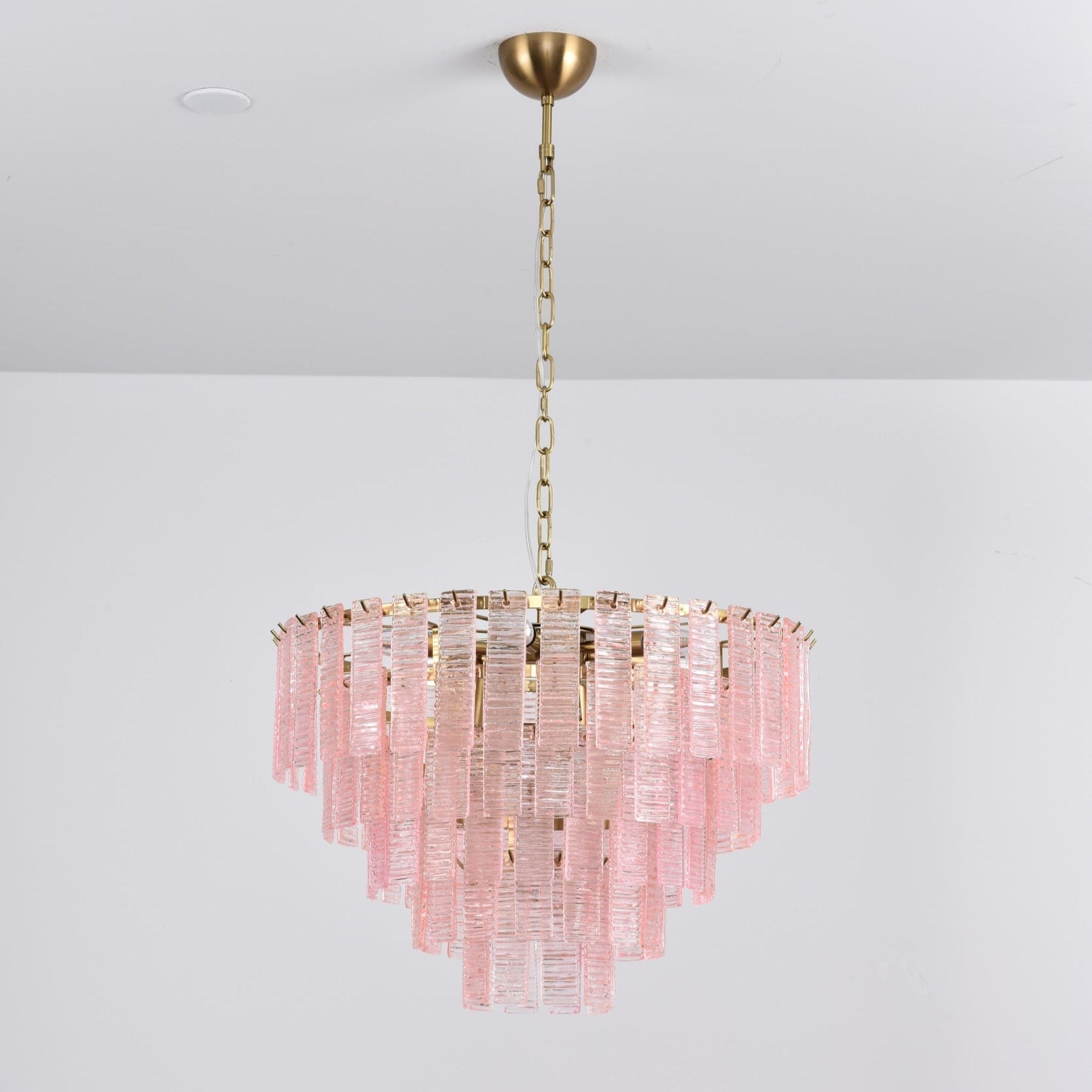 Aurora Chandelier Pink Murano Glass Layered Vintage Luxury