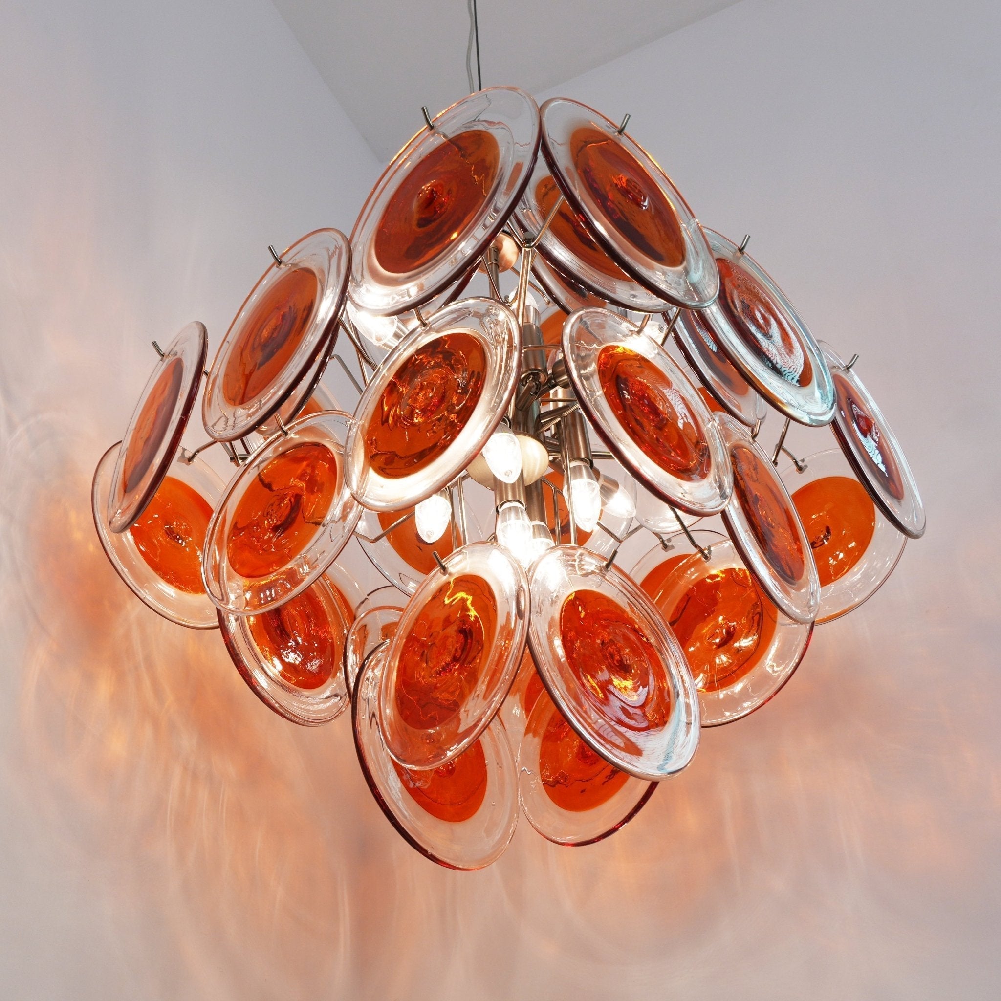 Aurora Chandelier Orange Murano Glass Disc Layered