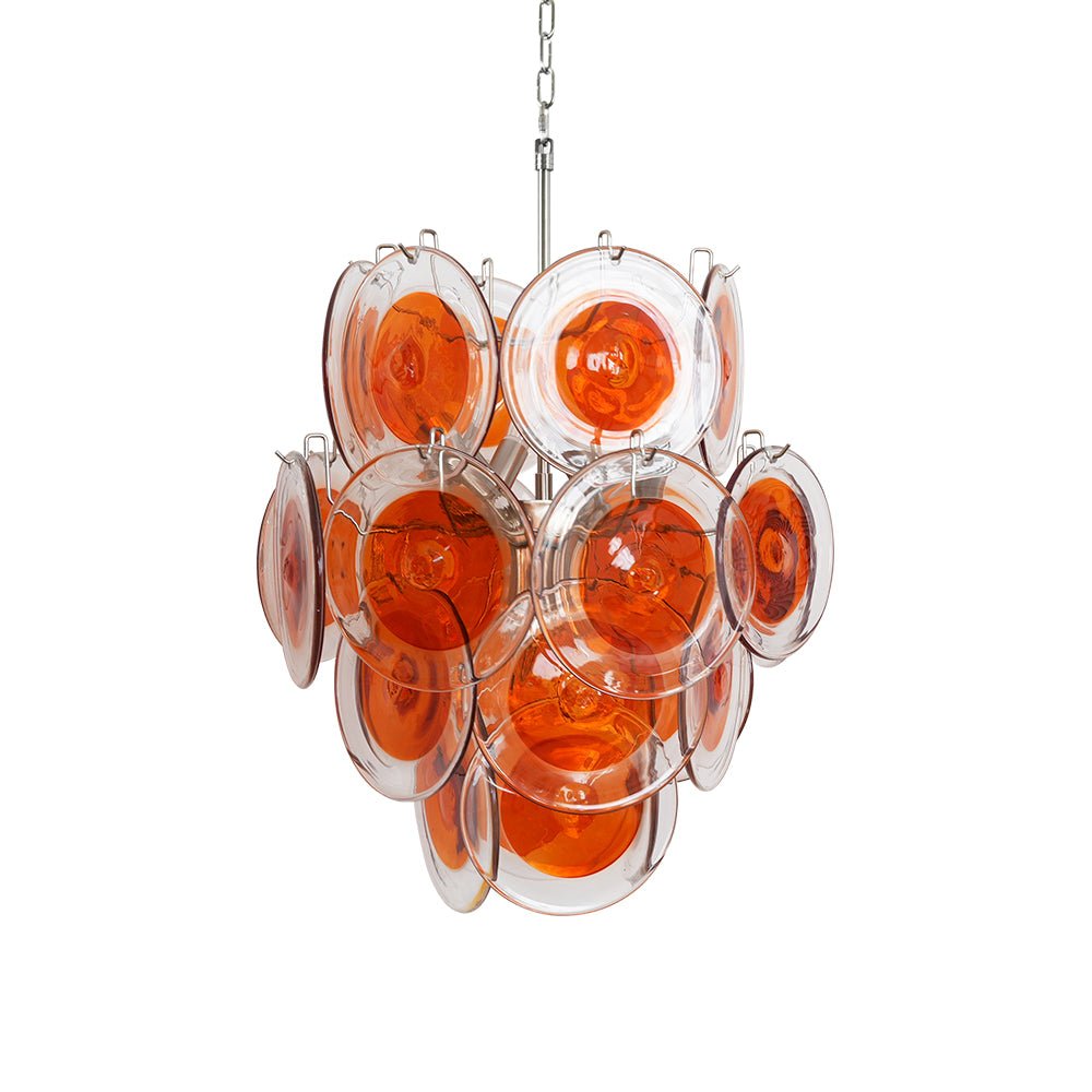 Aurora Chandelier Orange Murano Glass Disc Layered