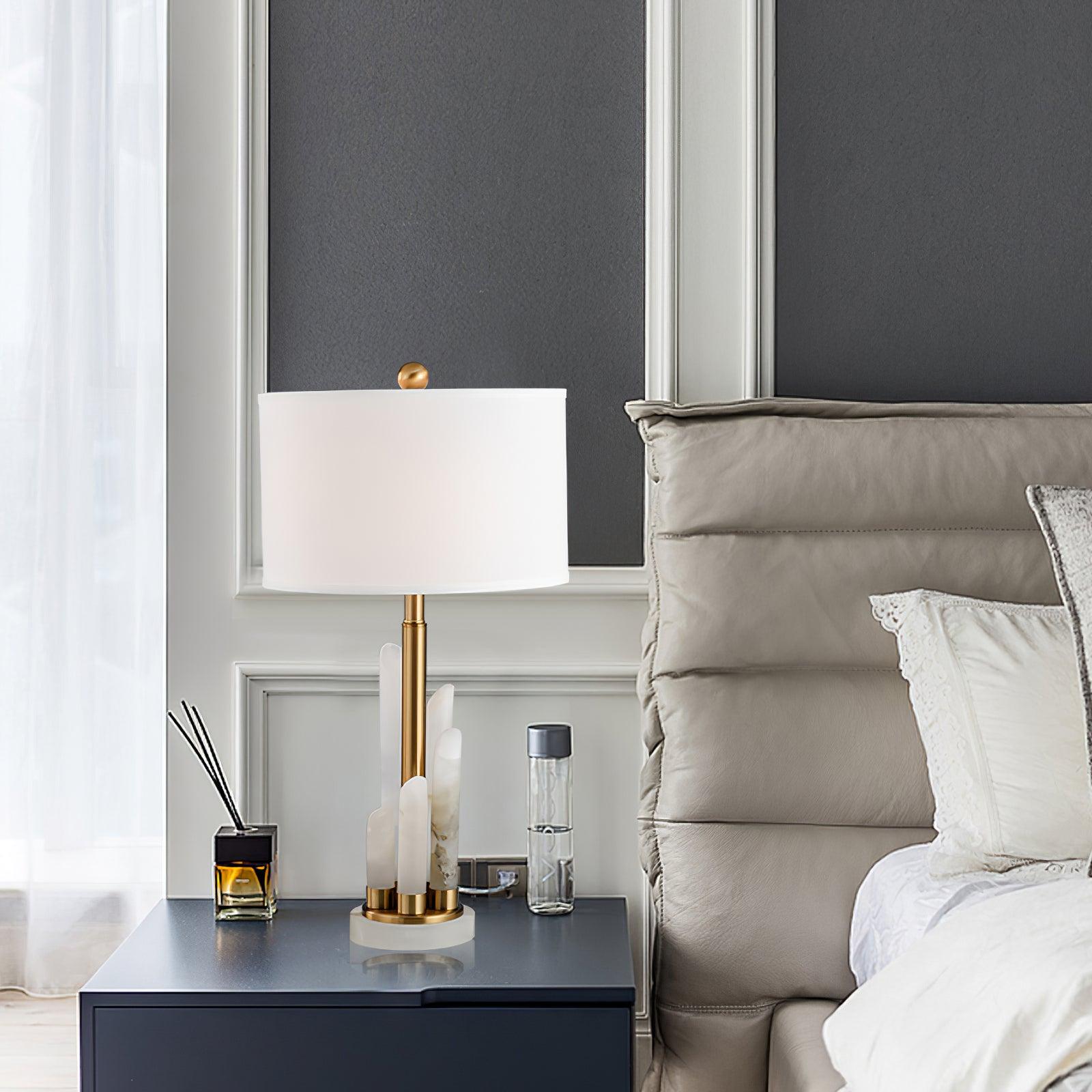 Olvenor Cylindrical Alabaster Table Lamp - Neutralighting