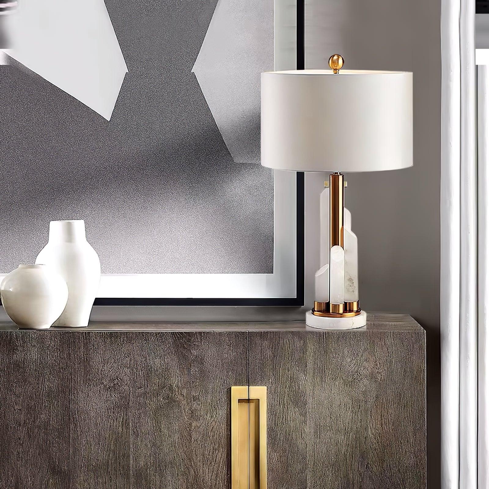 Olvenor Cylindrical Alabaster Table Lamp - Neutralighting