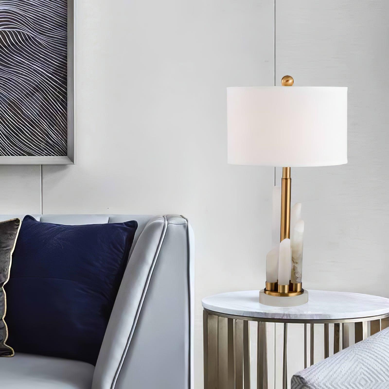 Olvenor Cylindrical Alabaster Table Lamp - Neutralighting