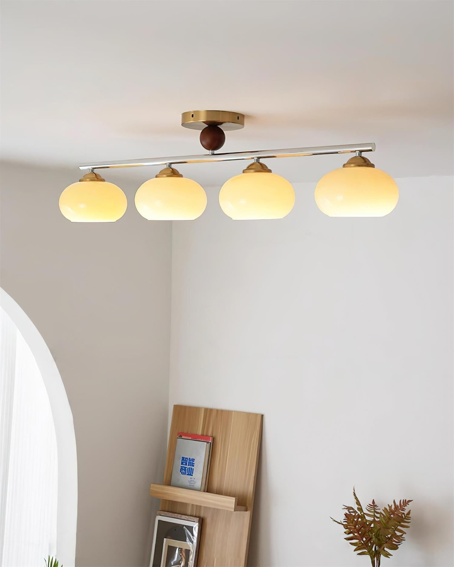 Aubrelle 4-Light Amber Glass Globe Ceiling Fixture - Neutralighting