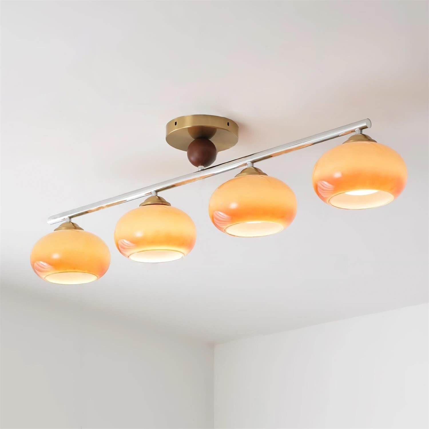 Aubrelle 4-Light Amber Glass Globe Ceiling Fixture - Neutralighting