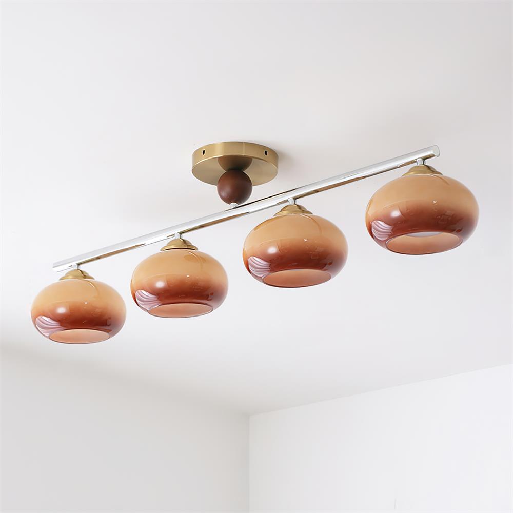 Aubrelle 4-Light Amber Glass Globe Ceiling Fixture - Neutralighting