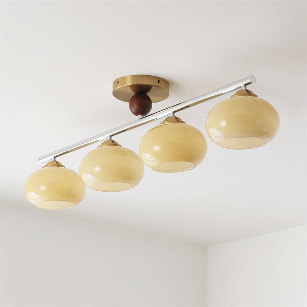 Aubrelle 4-Light Amber Glass Globe Ceiling Fixture - Neutralighting
