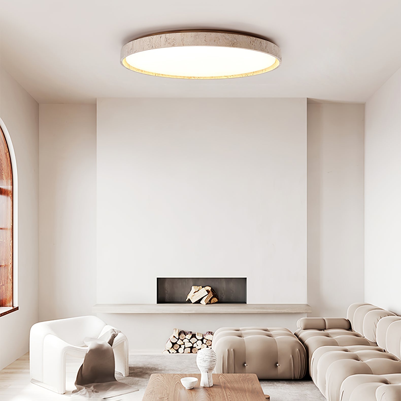 Kathy Travertine Round Ceiling Light - Neutralighting