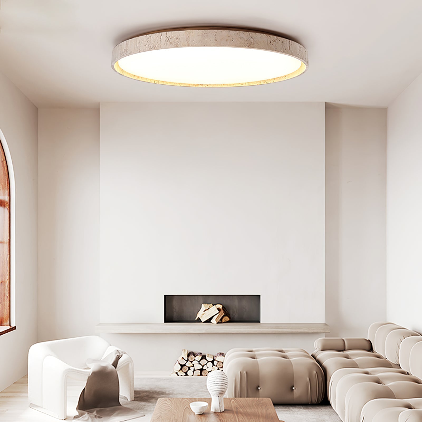 Kathy Travertine Round Ceiling Light - Neutralighting