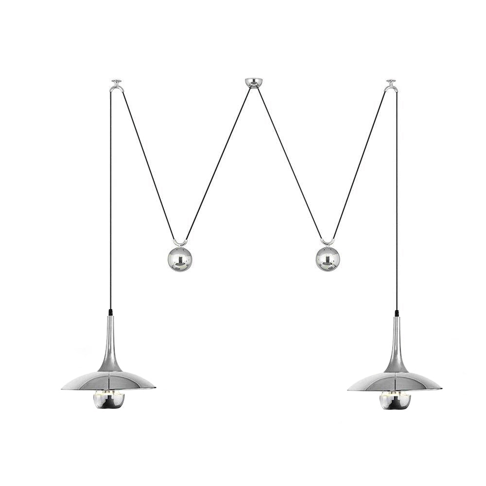 Pendant Lamp Adjustable Pulley Drop Chrome Finish Sleek Modern - Neutralighting