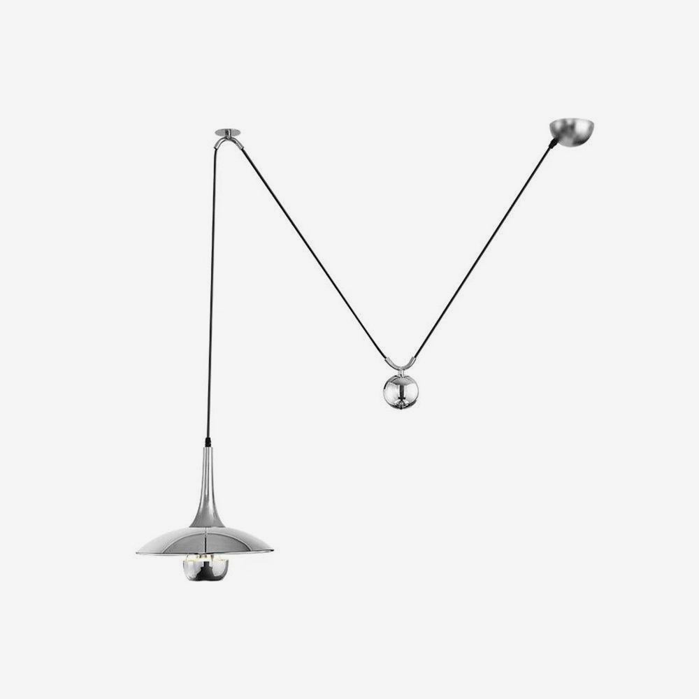Pendant Lamp Adjustable Pulley Drop Chrome Finish Sleek Modern - Neutralighting