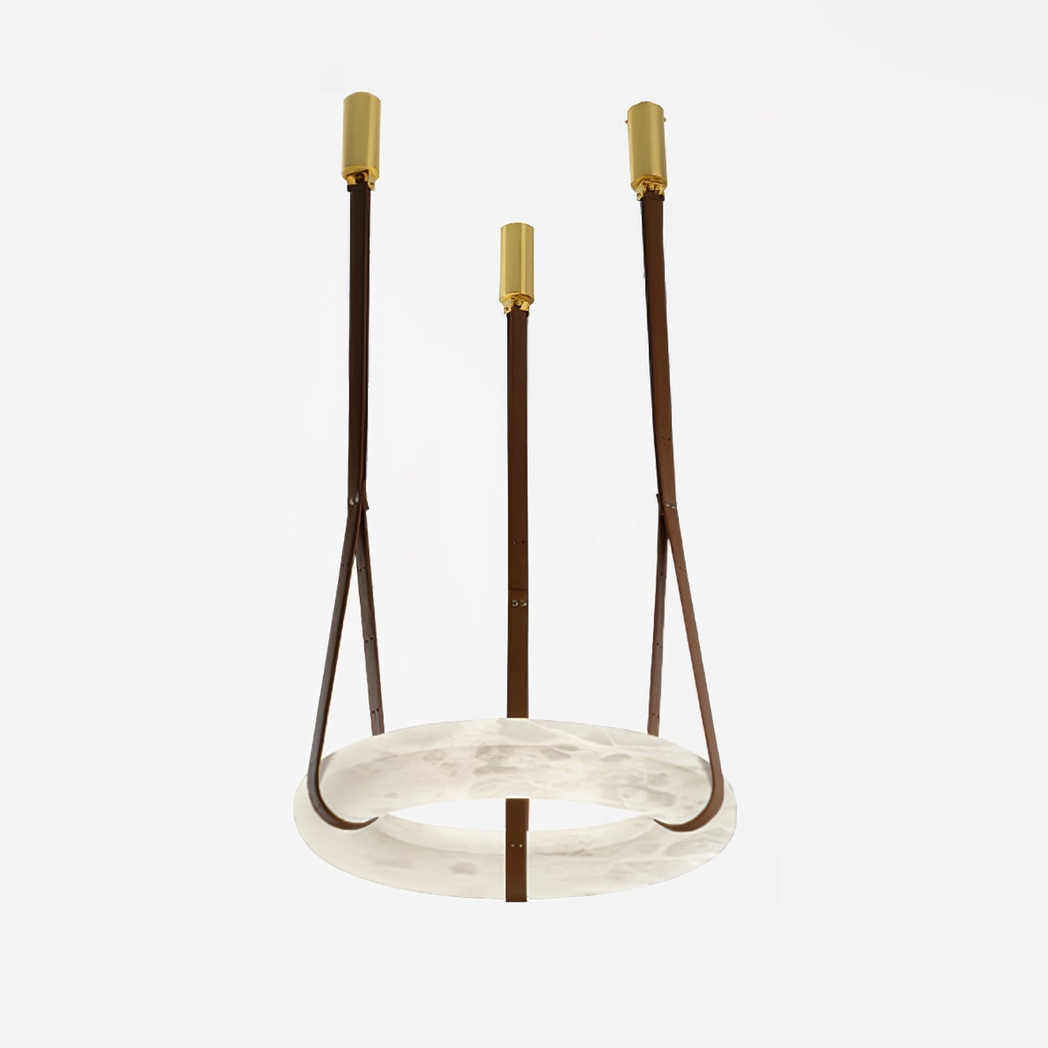 Étoile Pendant Light Chandelier Alabaster Ring Triple Leather - Neutralighting