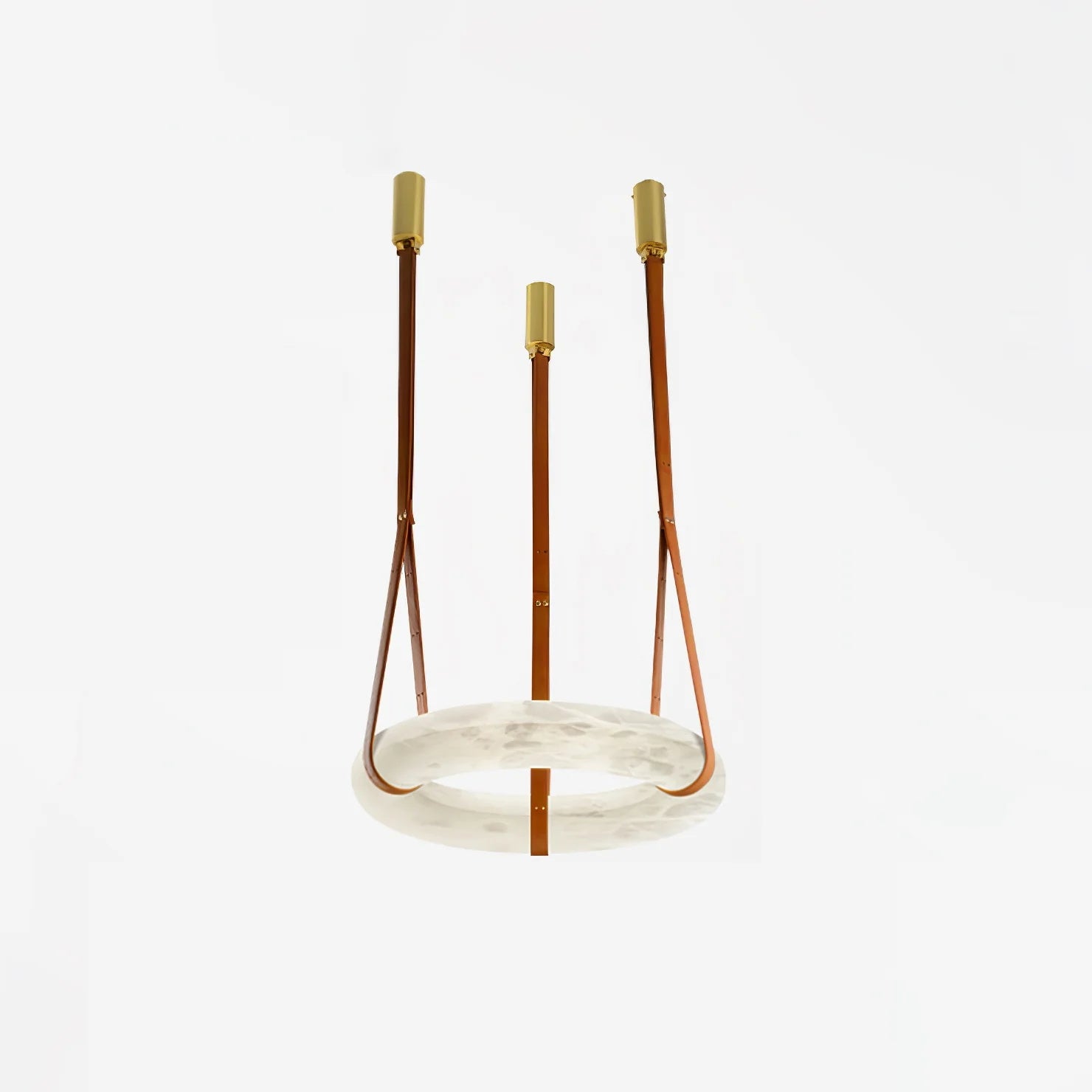 Étoile Pendant Light Chandelier Alabaster Ring Triple Leather - Neutralighting