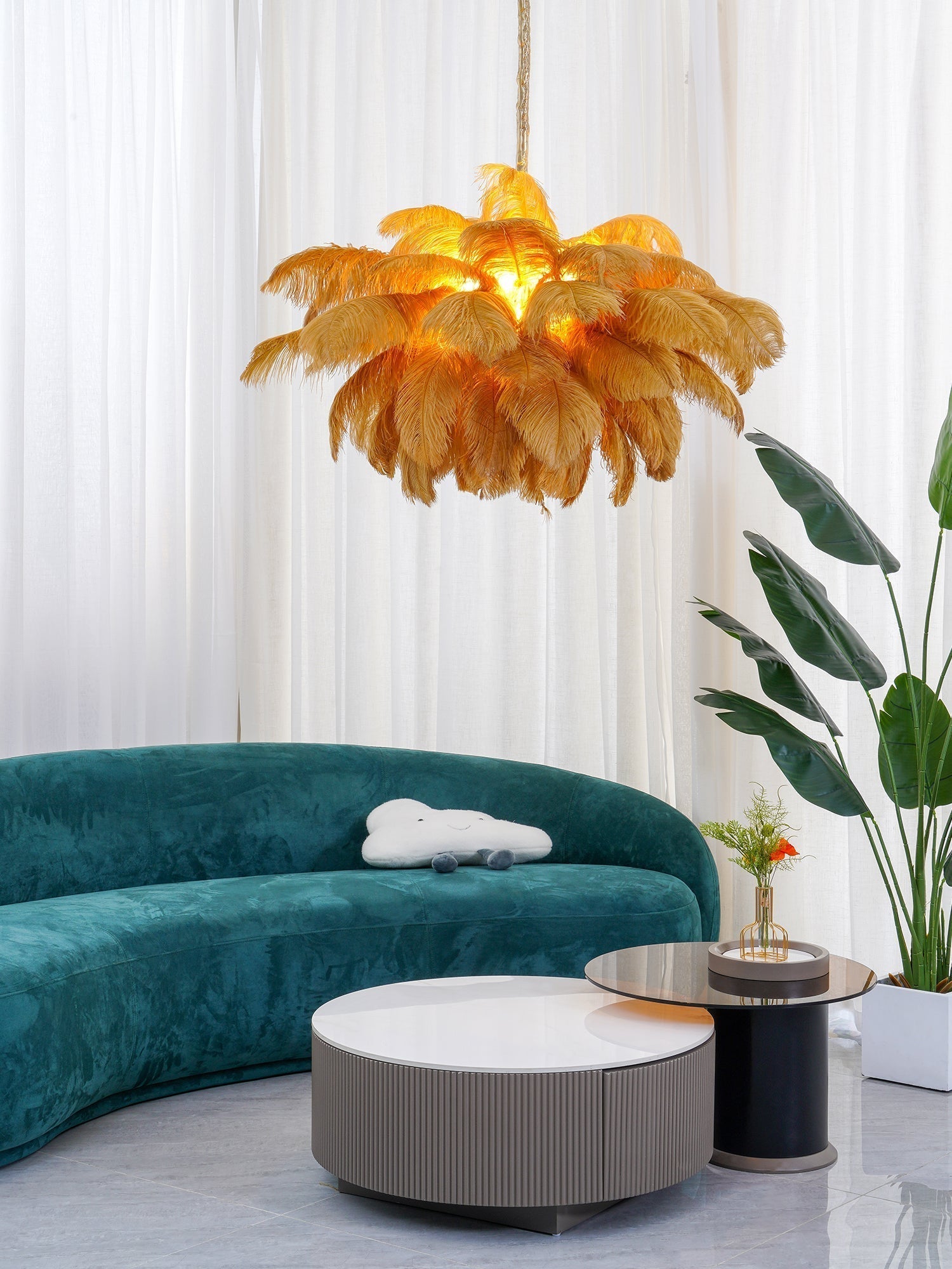 Ostrich Feather Chandelier - Blowlighting