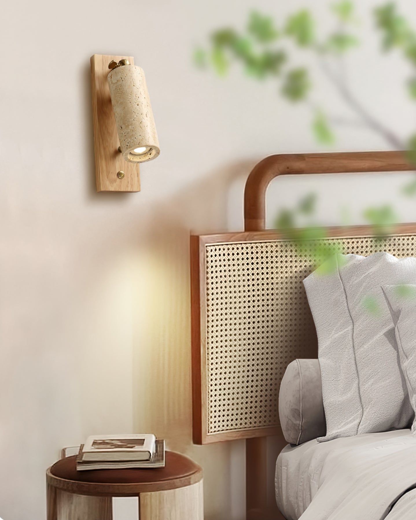 Neptune Wall Lamp Spotlight Yellow Travertine Wood - Neutralighting