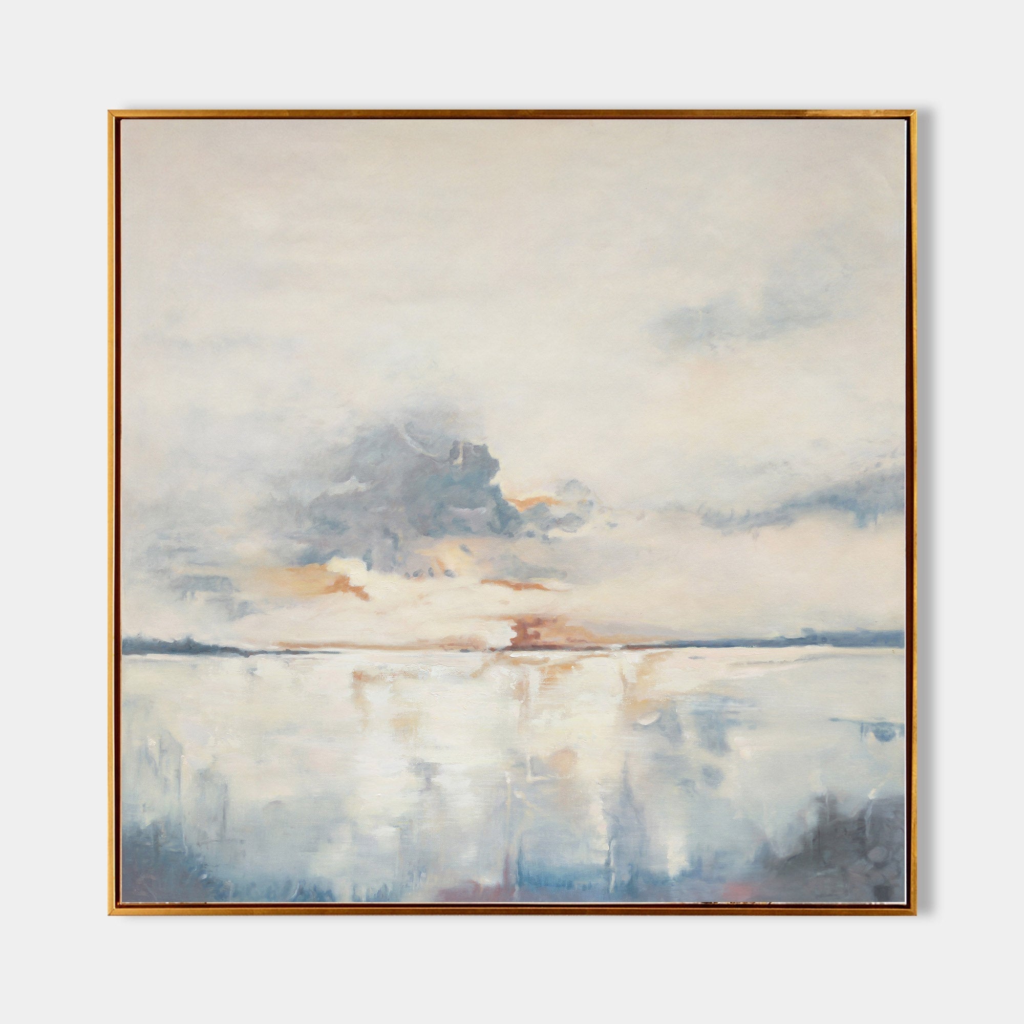 Serene Blue Coastal Horizon Abstract Wall Art