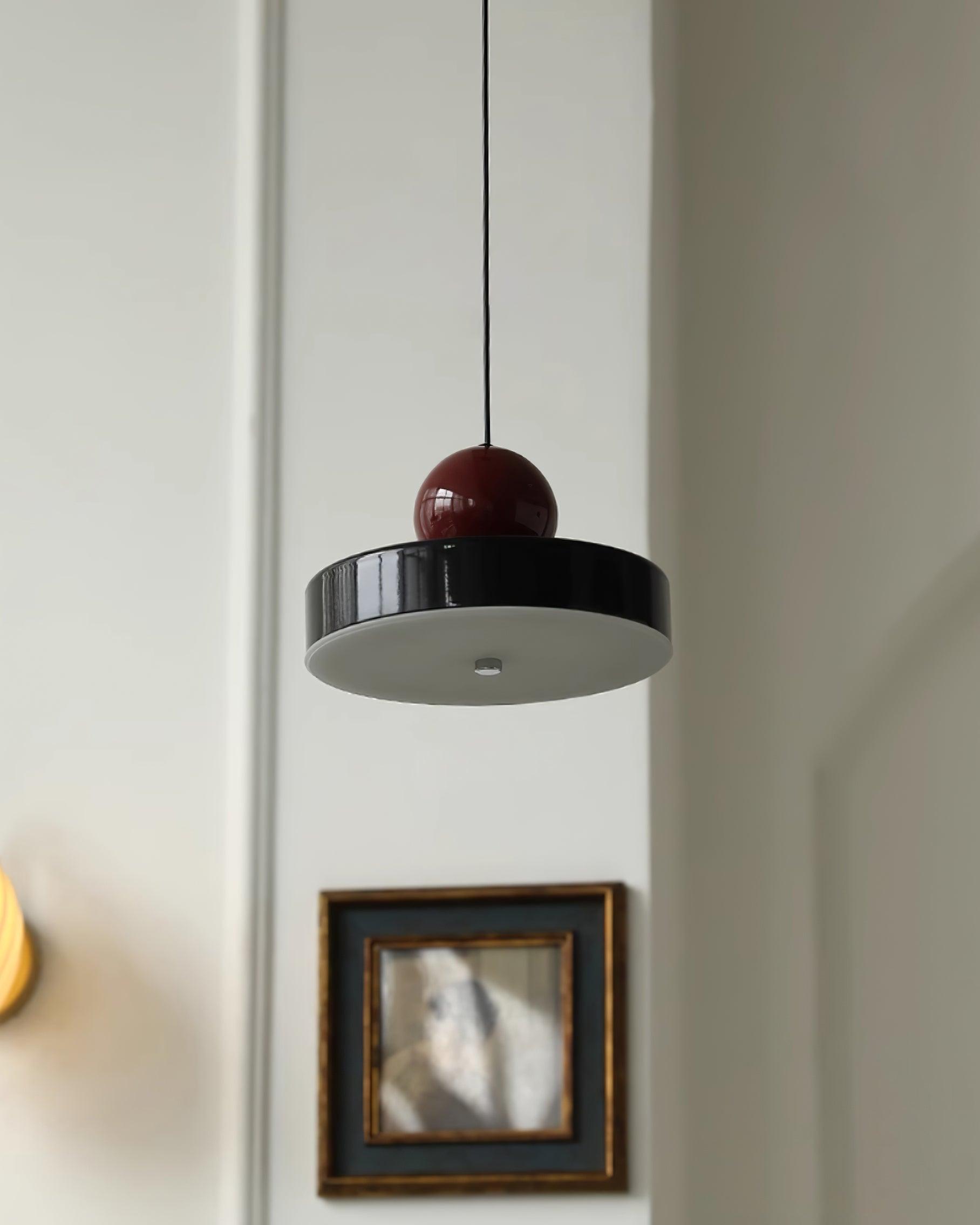 Pendant Lamp Metal Body Red Sphere Shade Modern Retro Accent - Neutralighting