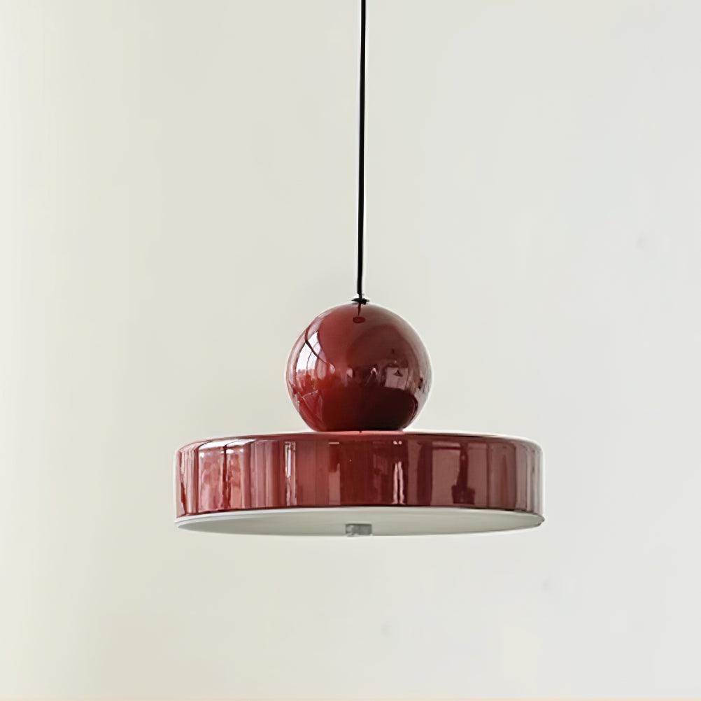 Pendant Lamp Metal Body Red Sphere Shade Modern Retro Accent - Neutralighting