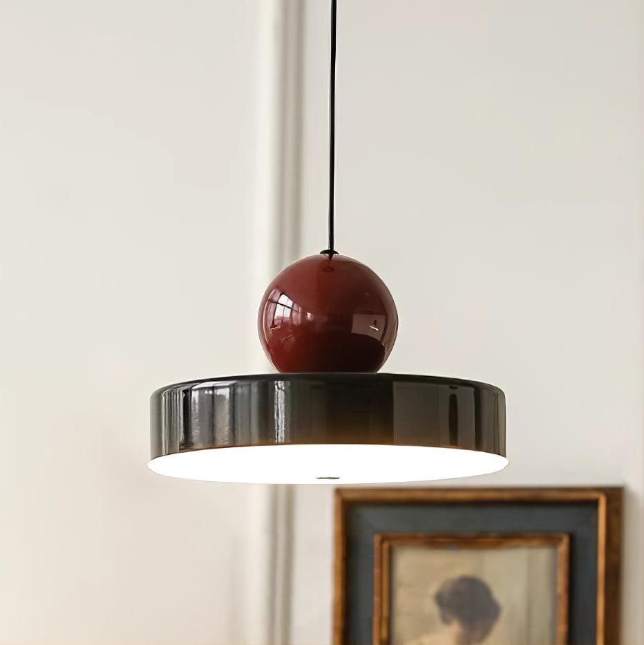 Pendant Lamp Metal Body Red Sphere Shade Modern Retro Accent - Neutralighting