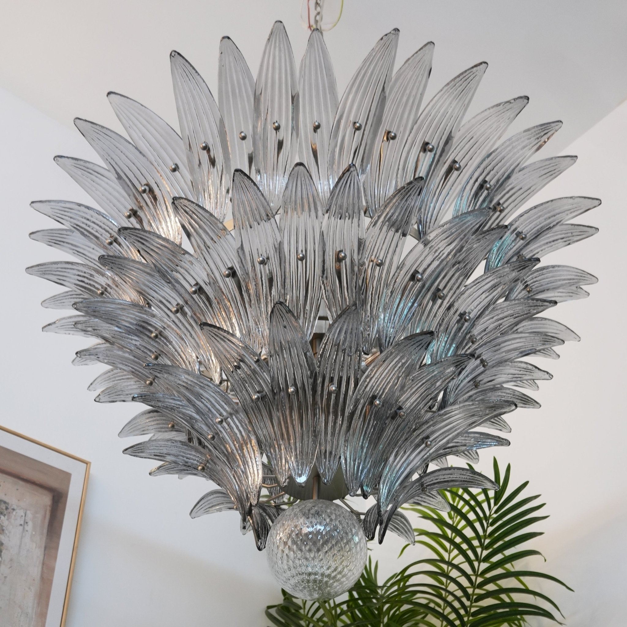 Aurora Chandelier Murano Glass Palm Leaf Tiered