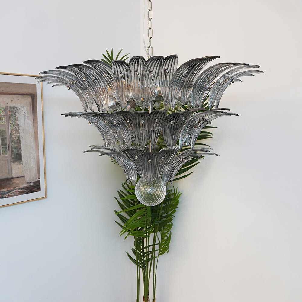 Aurora Chandelier Murano Glass Palm Leaf Tiered