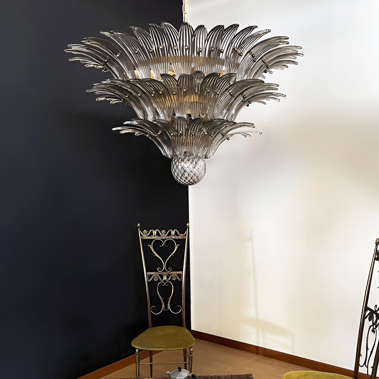 Aurora Chandelier Murano Glass Palm Leaf Tiered