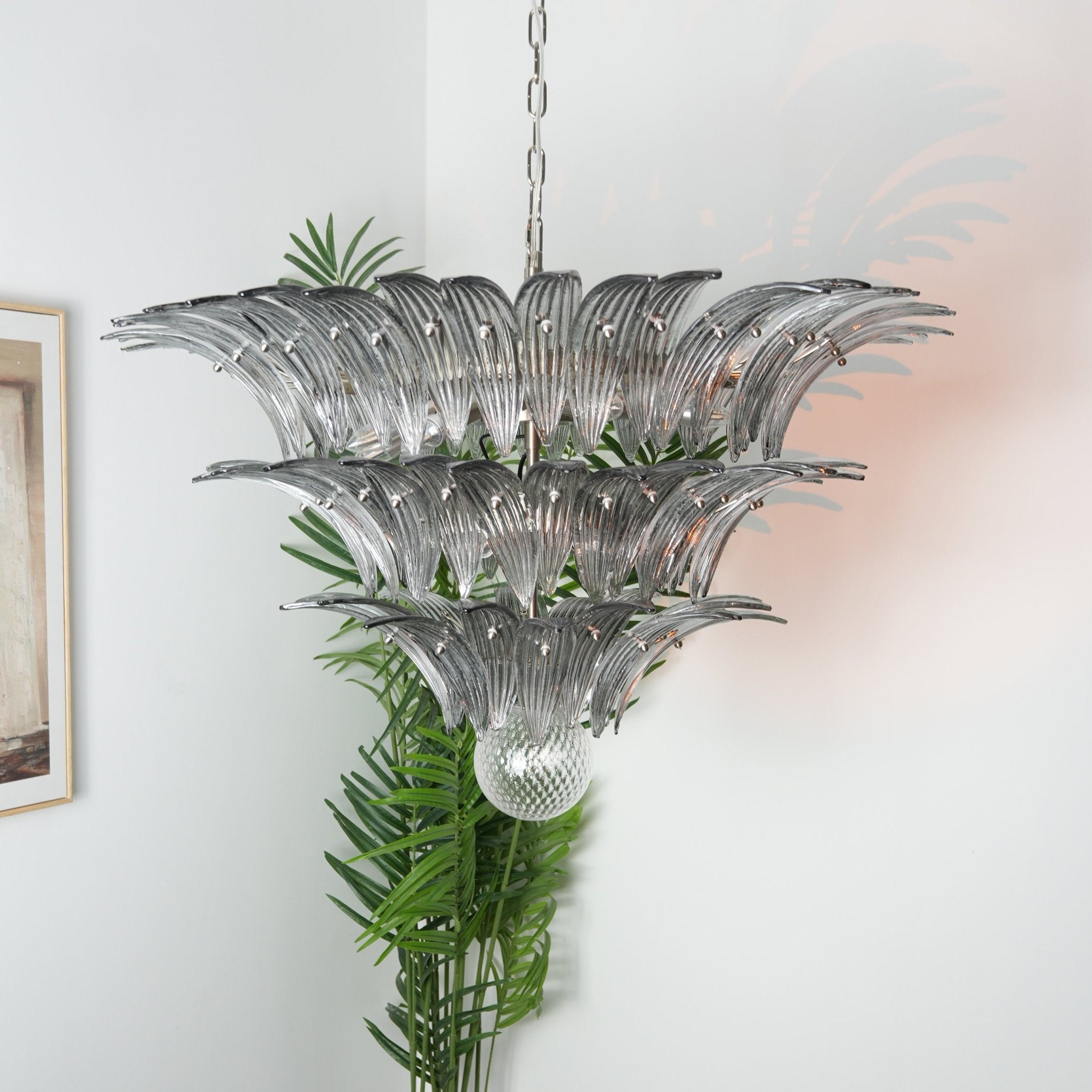 Aurora Chandelier Murano Glass Palm Leaf Tiered