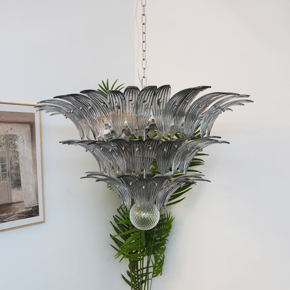 Aurora Chandelier Murano Glass Palm Leaf Tiered